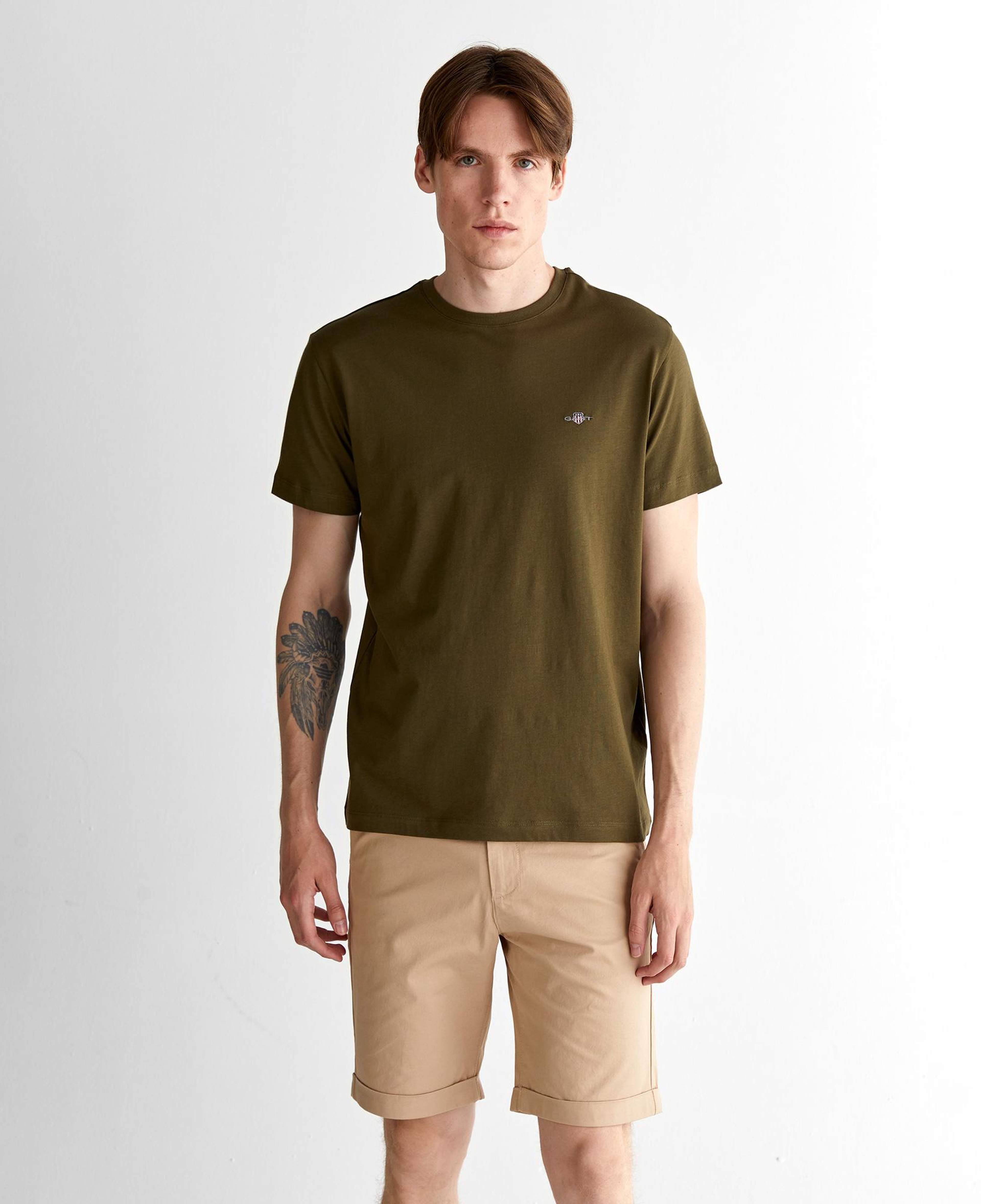 GANT Erkek Yeşil Regular Fit Bisiklet Yaka T-shirt