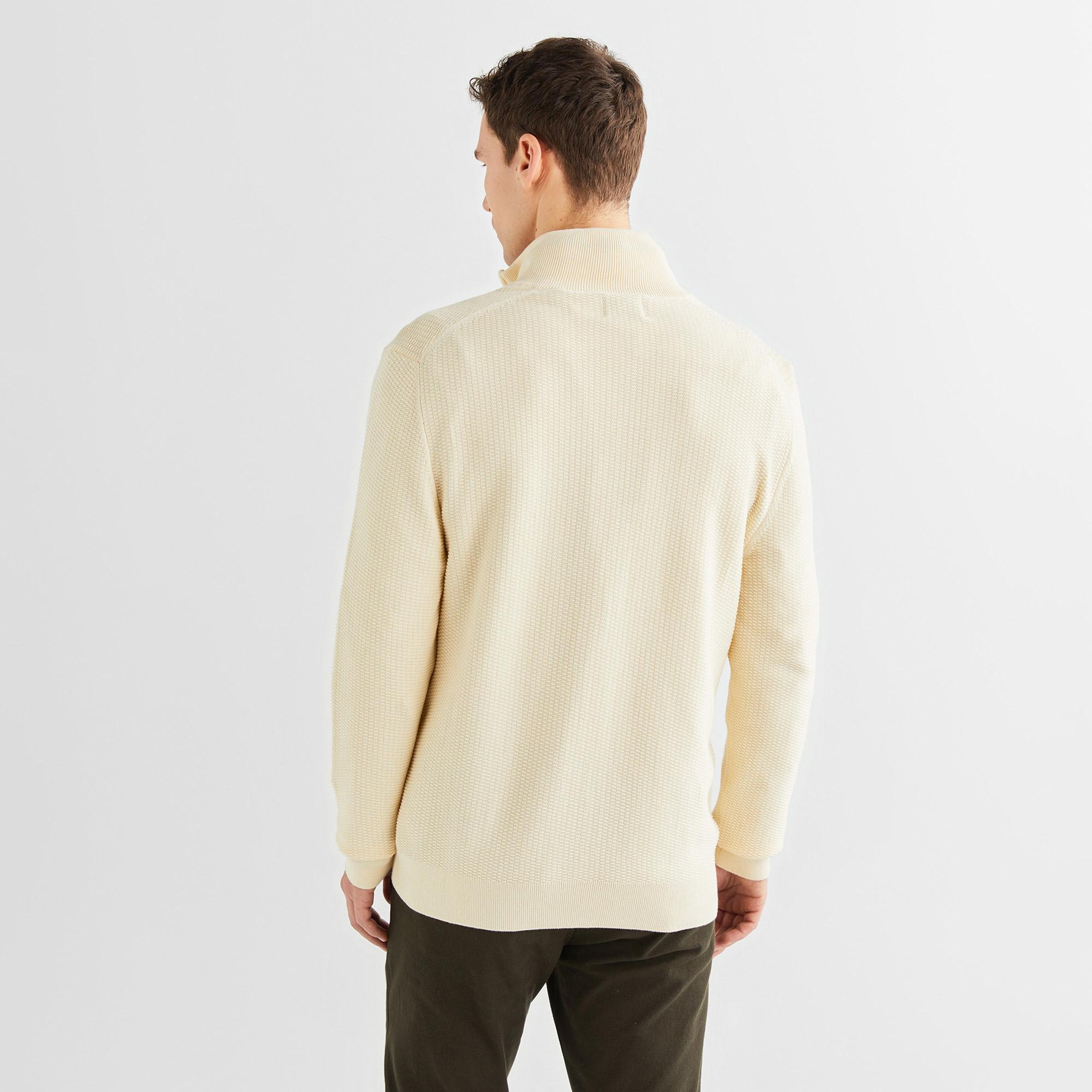 GANT Erkek Krem Regular Fit Fermuarlı Hırka