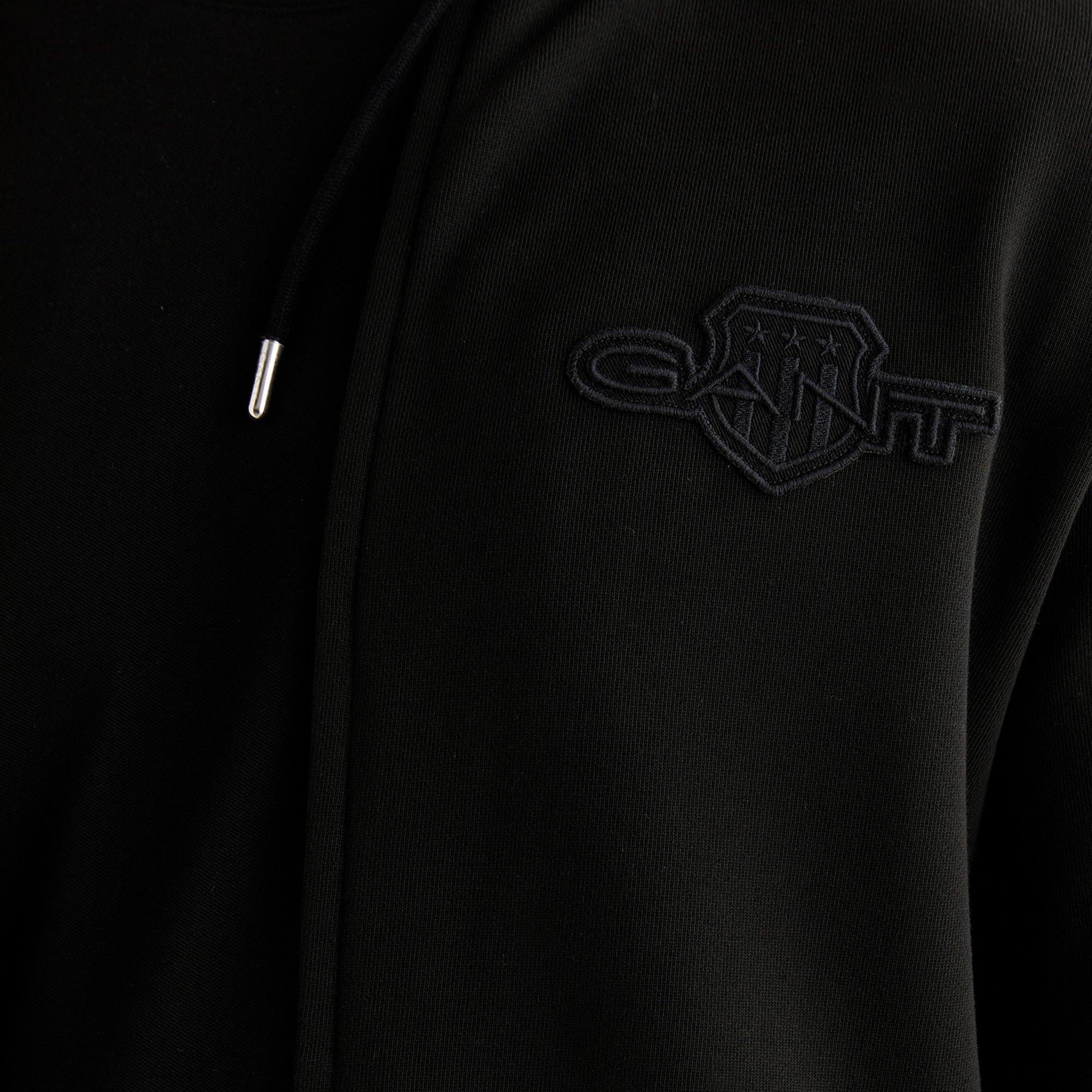GANT Erkek Siyah Regular Fit Kapüşonlu Fermuarlı Sweatshirt