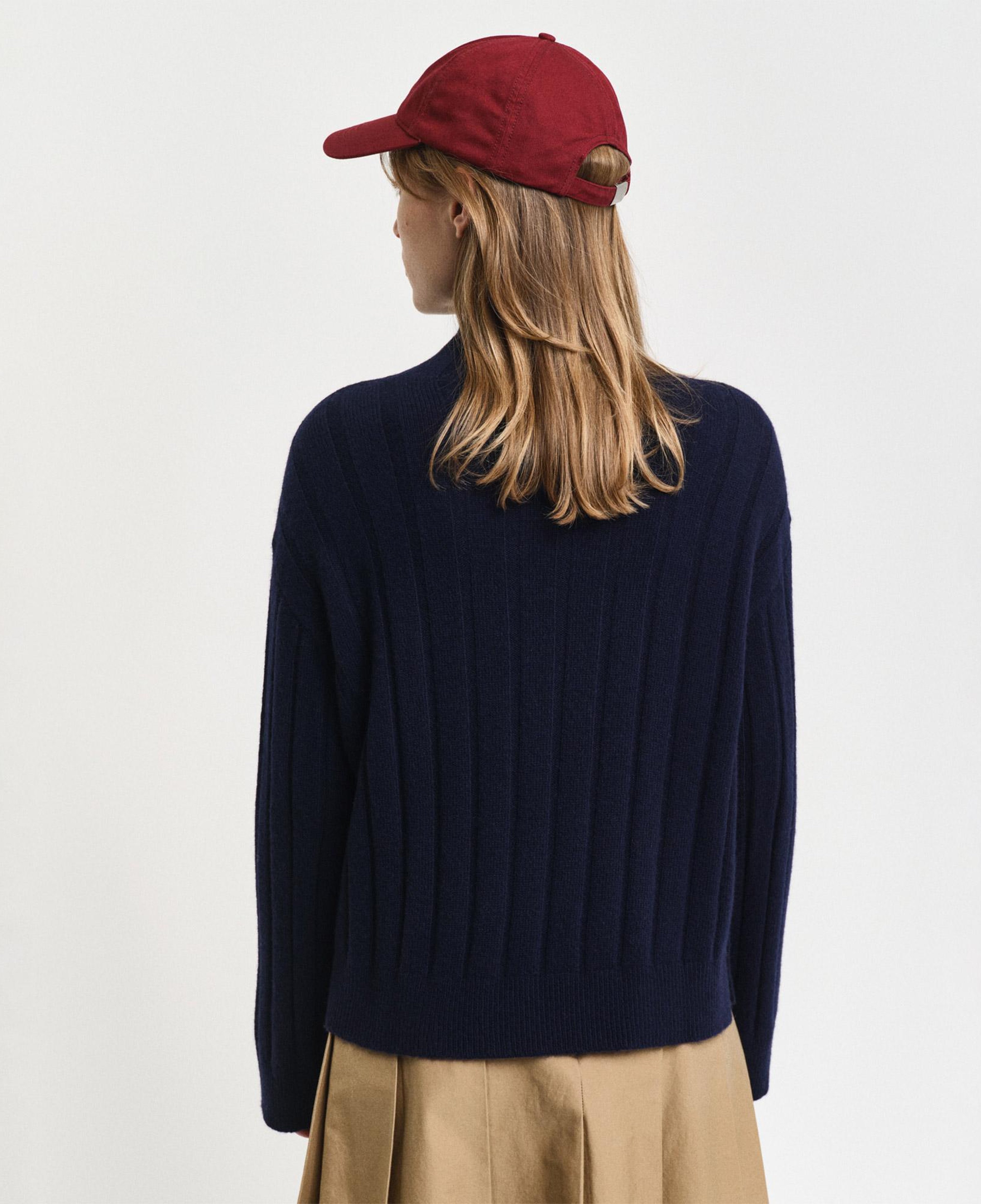 GANT Kadın Lacivert Relaxed Fit Dik Yaka Yün Karışımlı Kazak