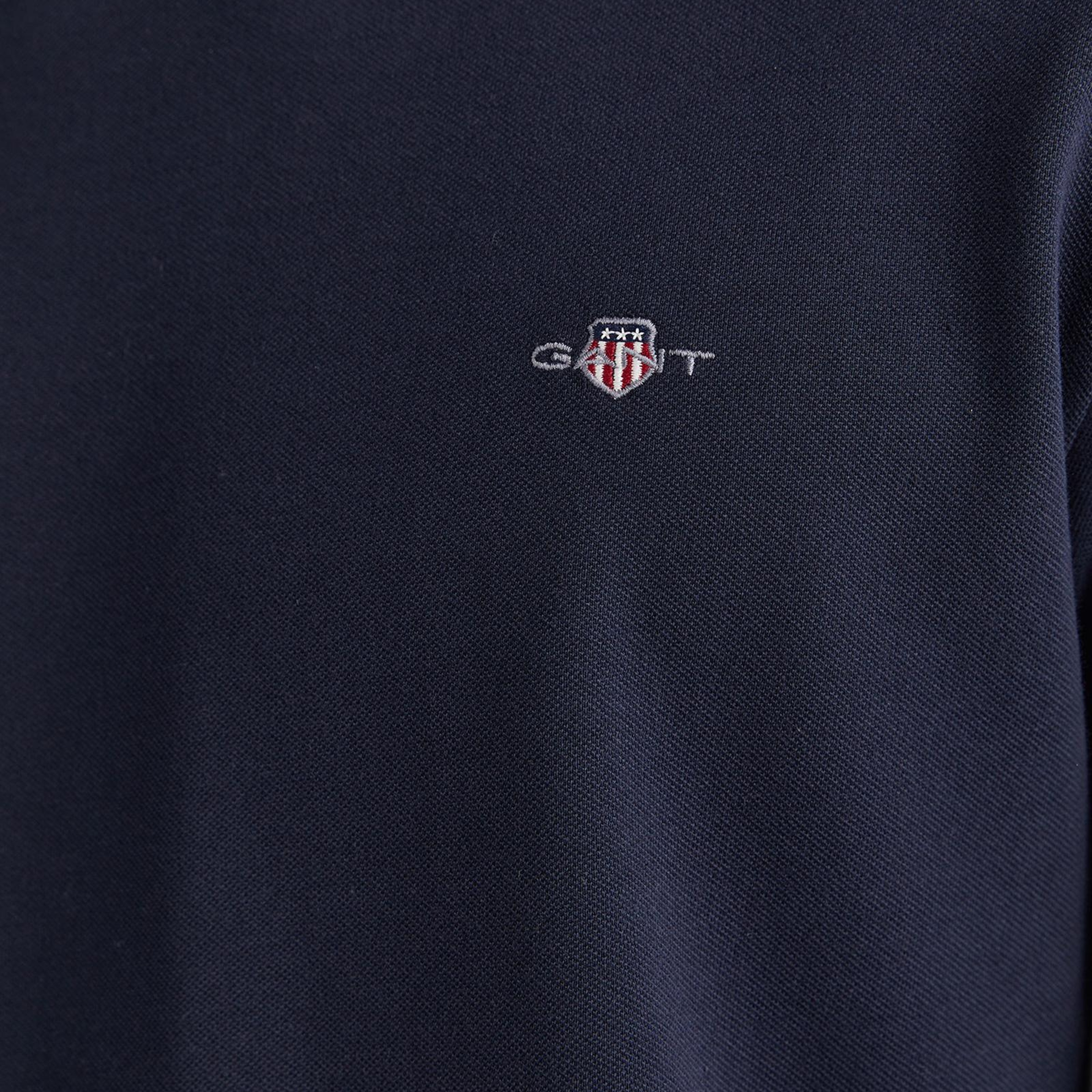 GANT Erkek Lacivert Slim Fit Bisiklet Yaka Uzun Kollu T-Shirt
