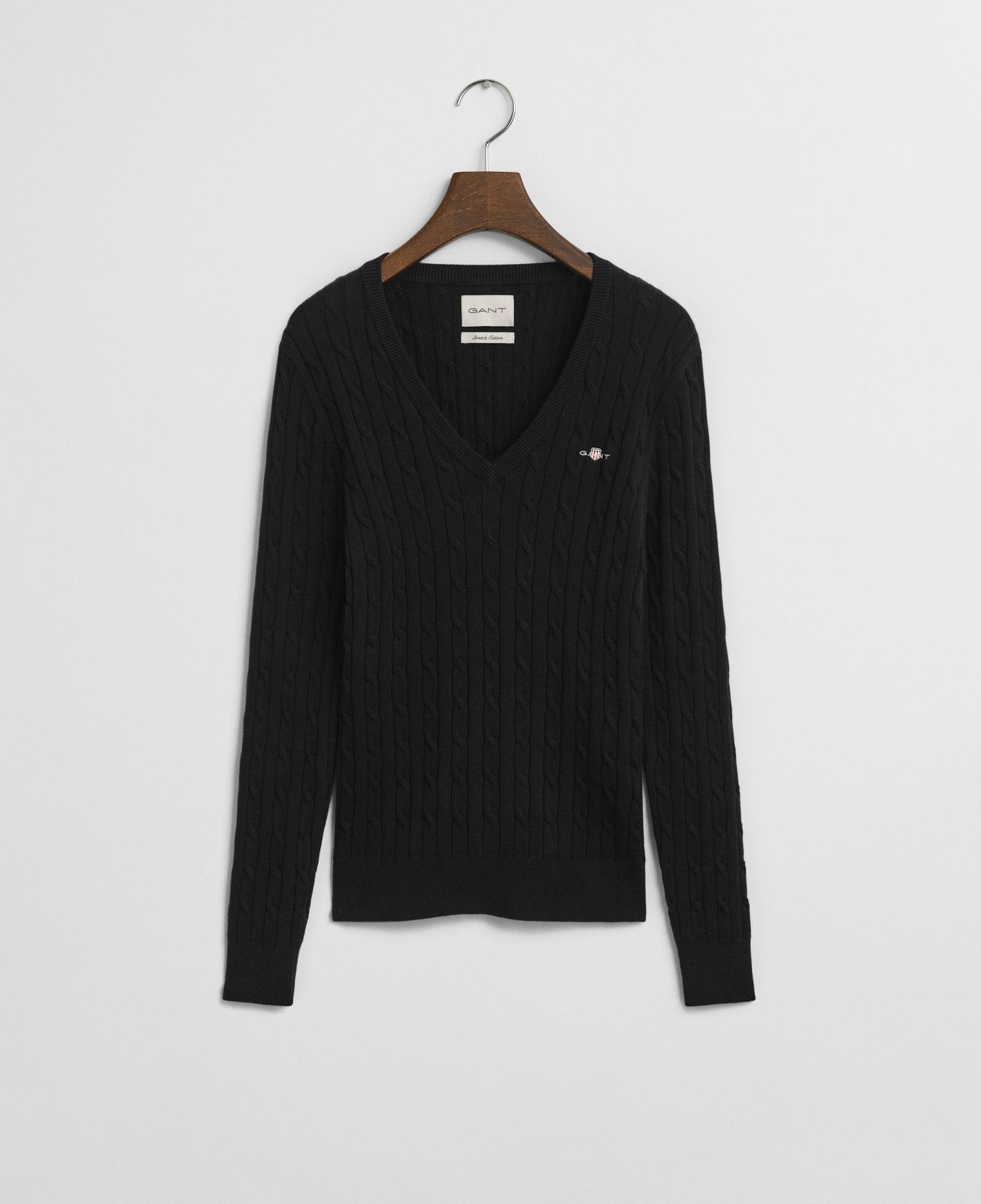GANT Kadın Siyah Slim Fit V Yaka Kazak