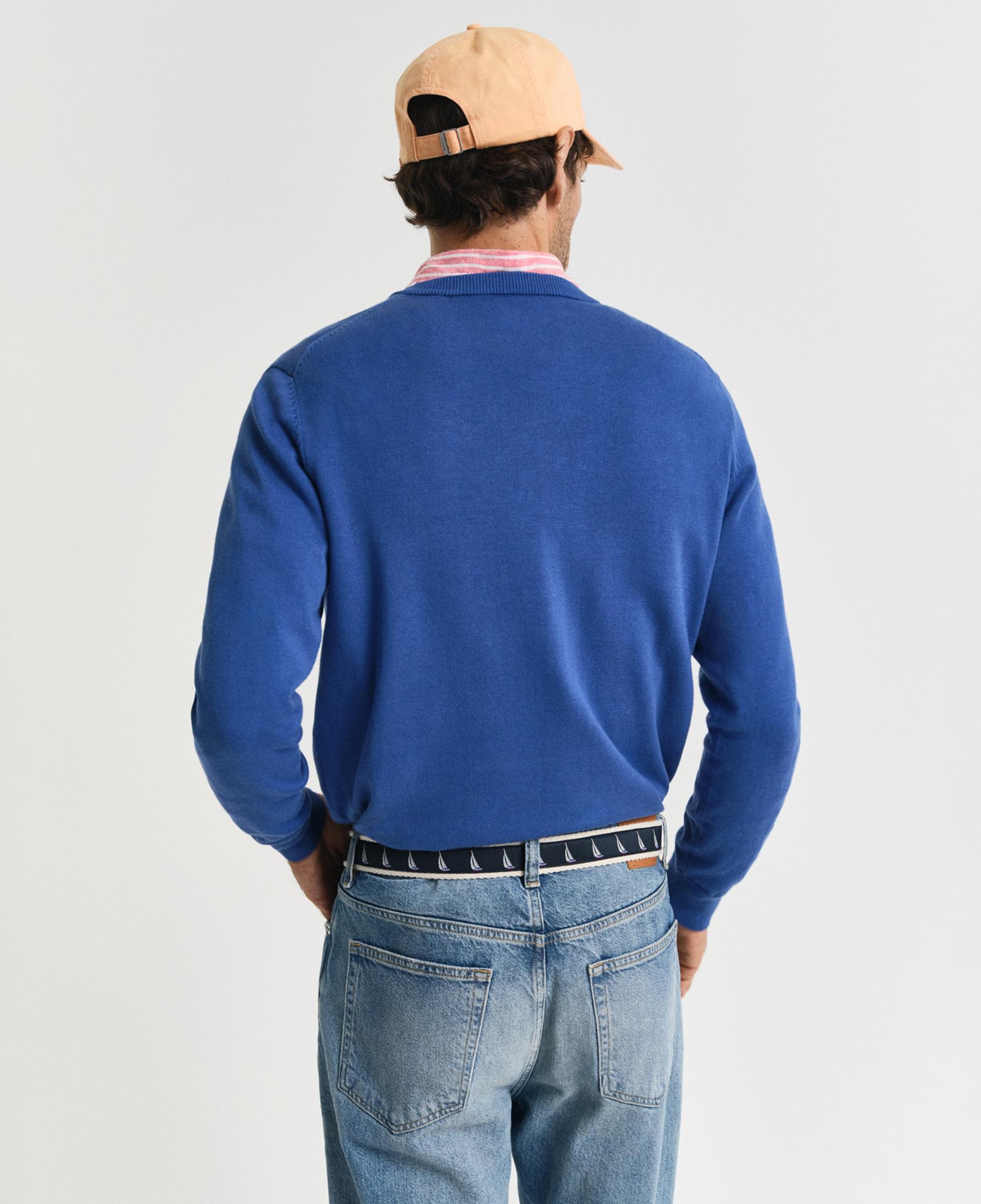 Gant Erkek Mavi Regular Fit Bisiklet Yaka Kazak