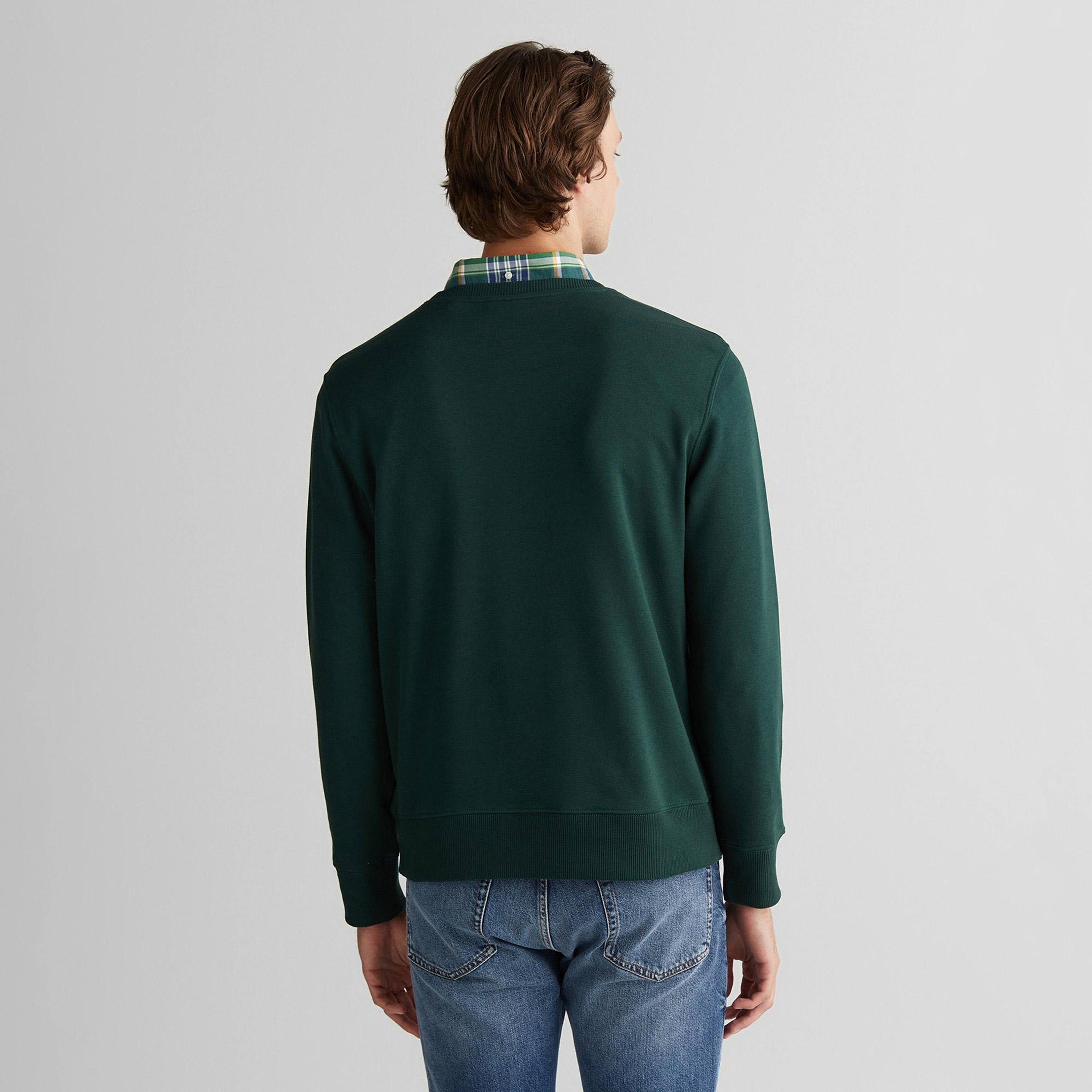 GANT Erkek Yeşil Regular Fit Bisiklet Yaka Logolu Sweatshirt