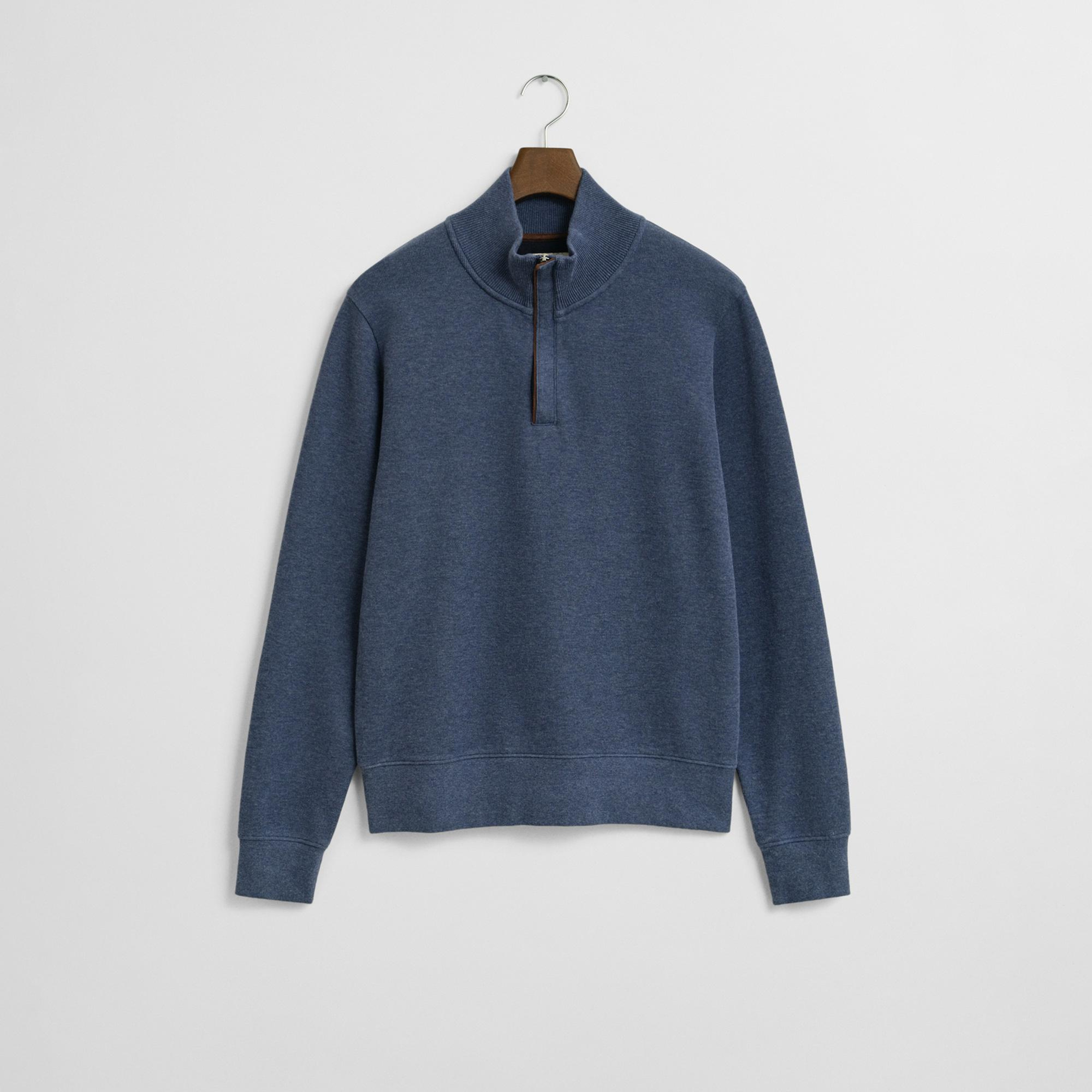 Gant Erkek Mavi Regular Fit Yarım Fermuarlı Sweatshirt