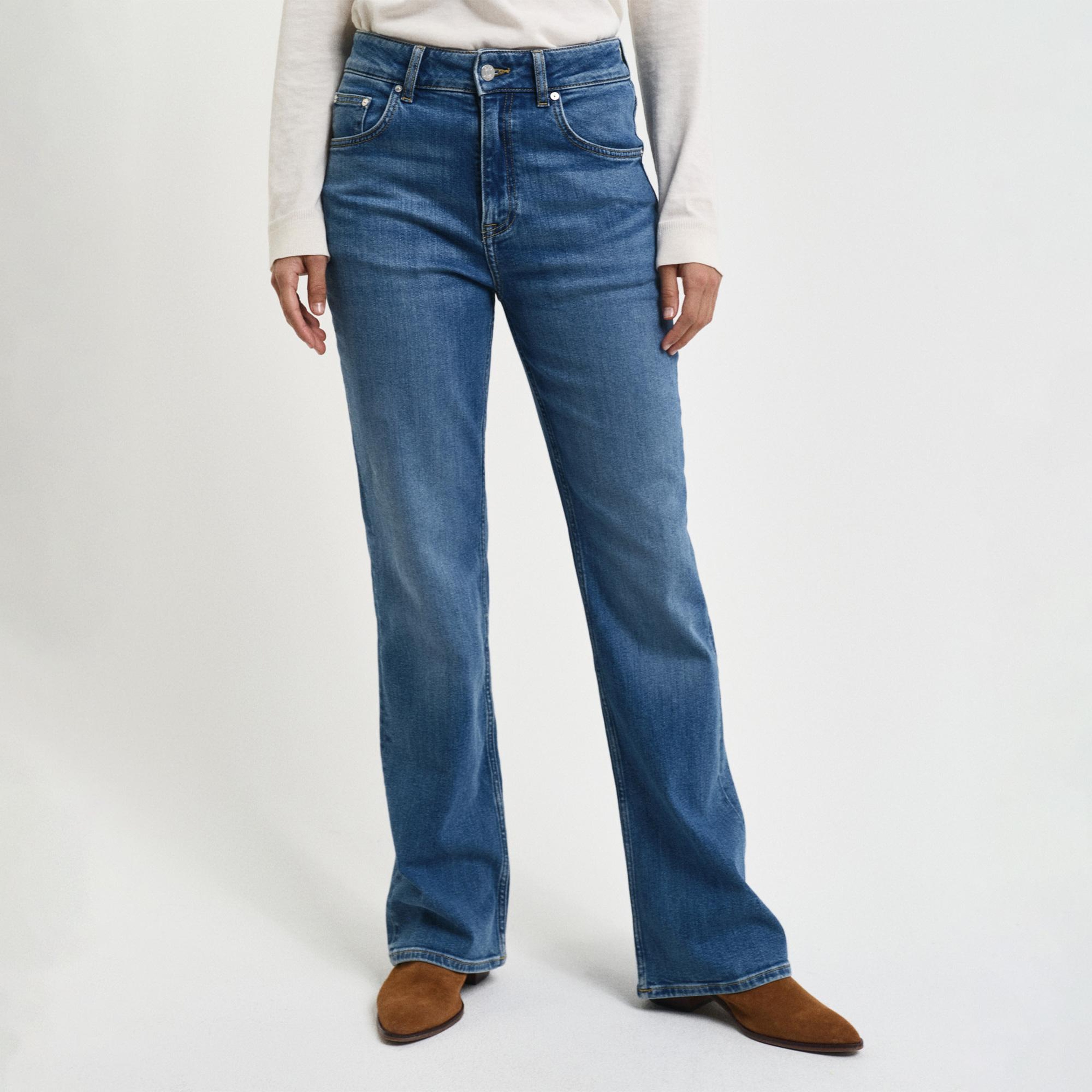 GANT Kadın Mavi Slim Fit Flare Jean Pantolon