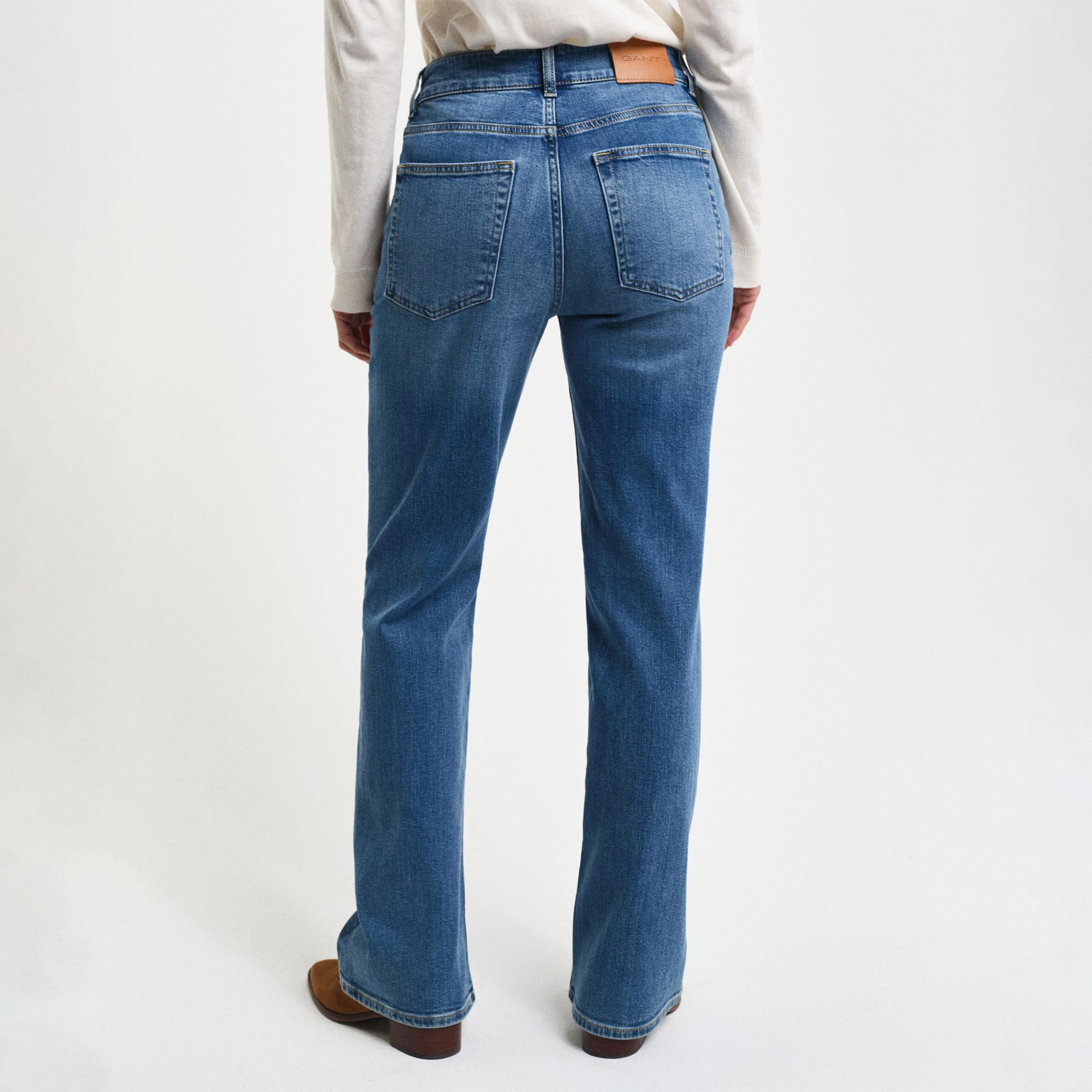 GANT Kadın Mavi Slim Fit Flare Jean Pantolon