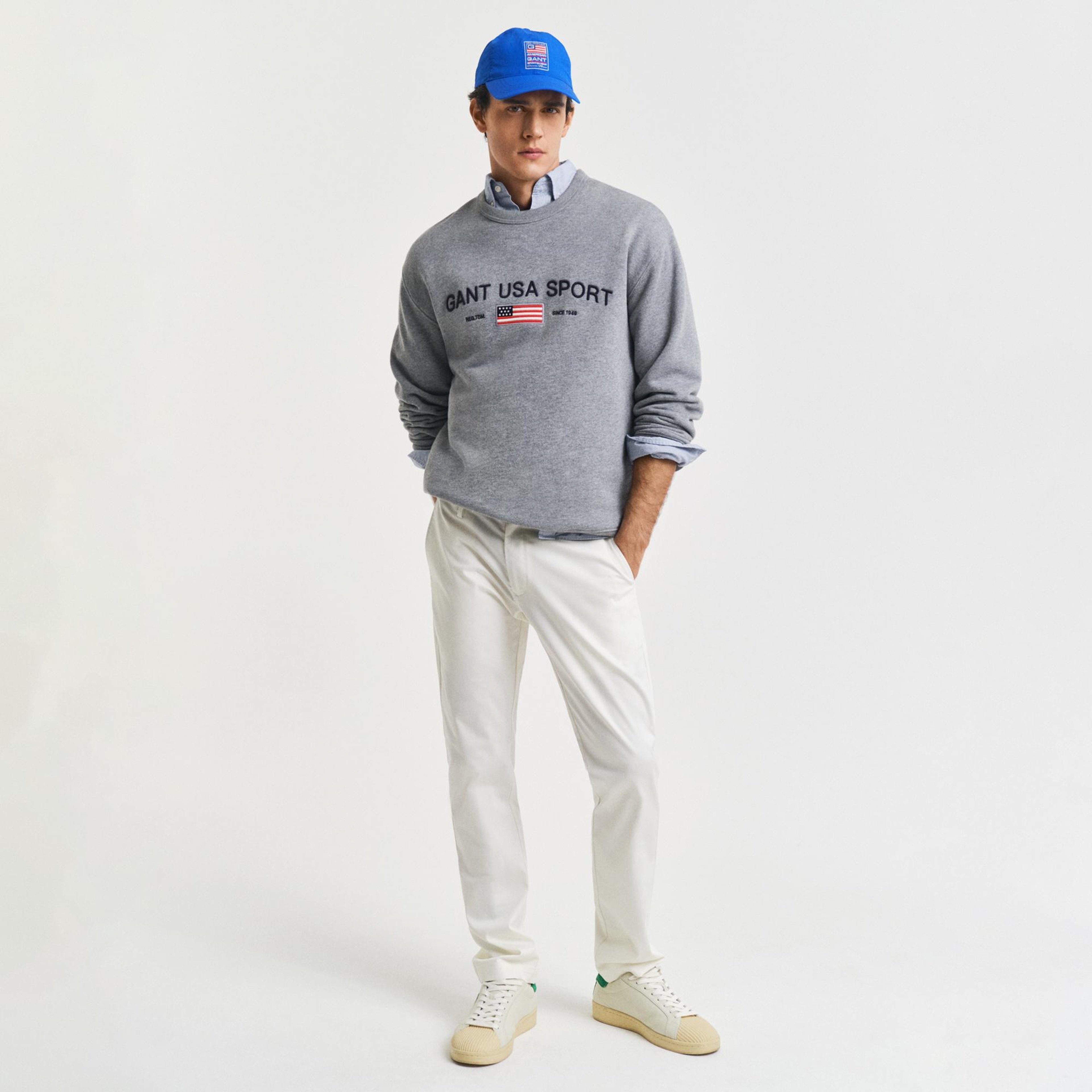GANT Erkek Beyaz Slim Fit Pantolon