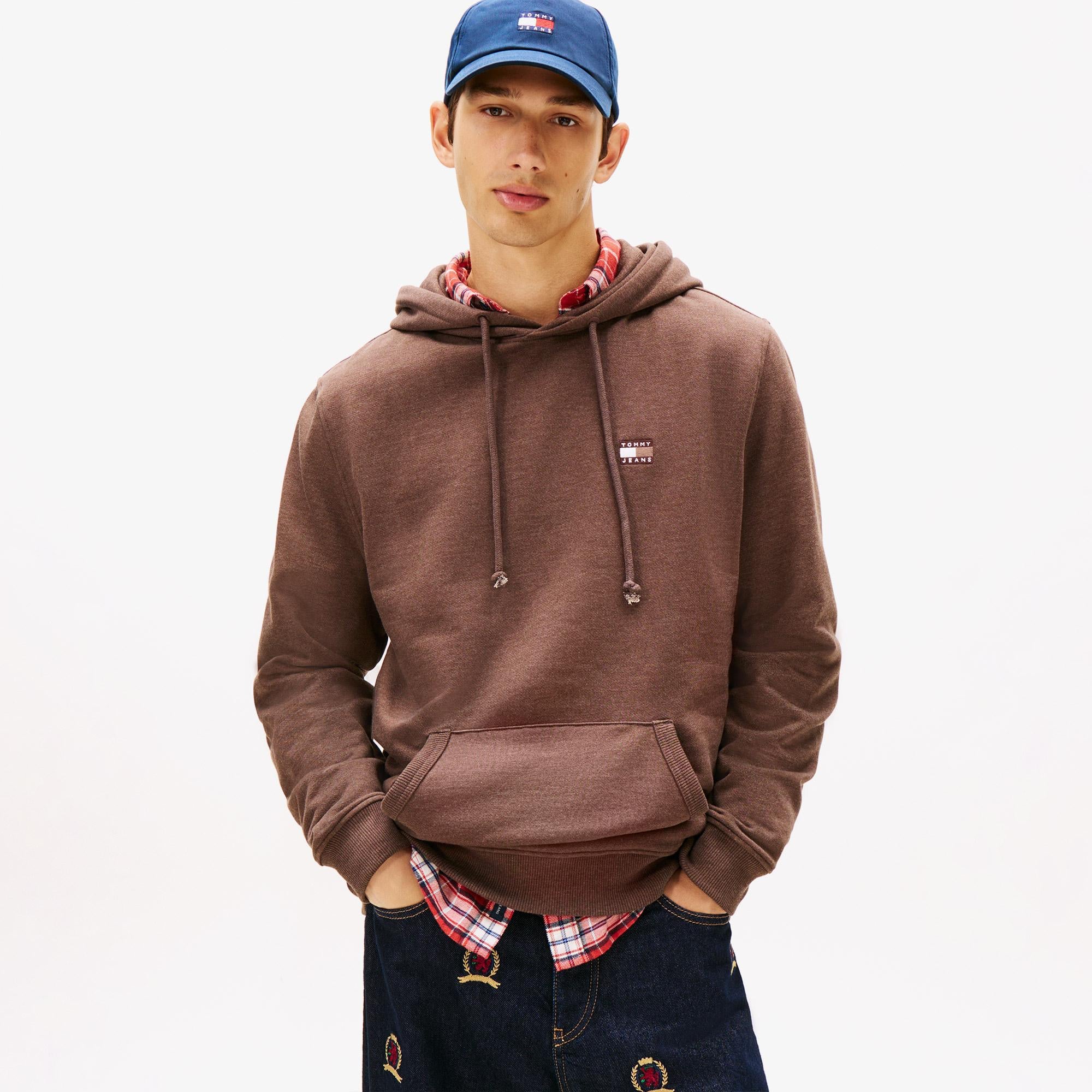 Tommy Hilfiger Jeans Regular Badge Erkek Kahverengi Sweatshirt