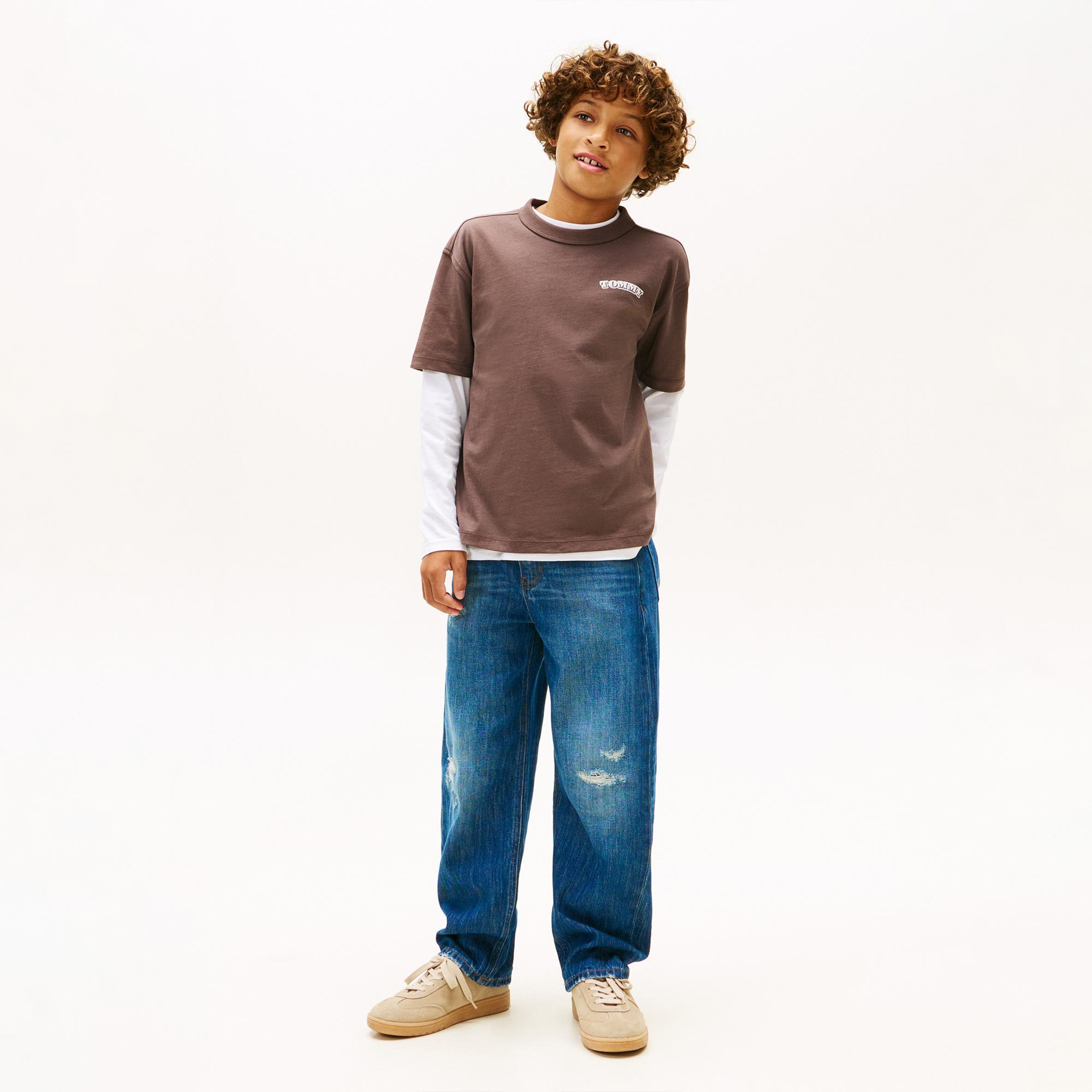 Tommy Hilfiger Puff Print Graphic Çocuk Kahverengi T-Shirt