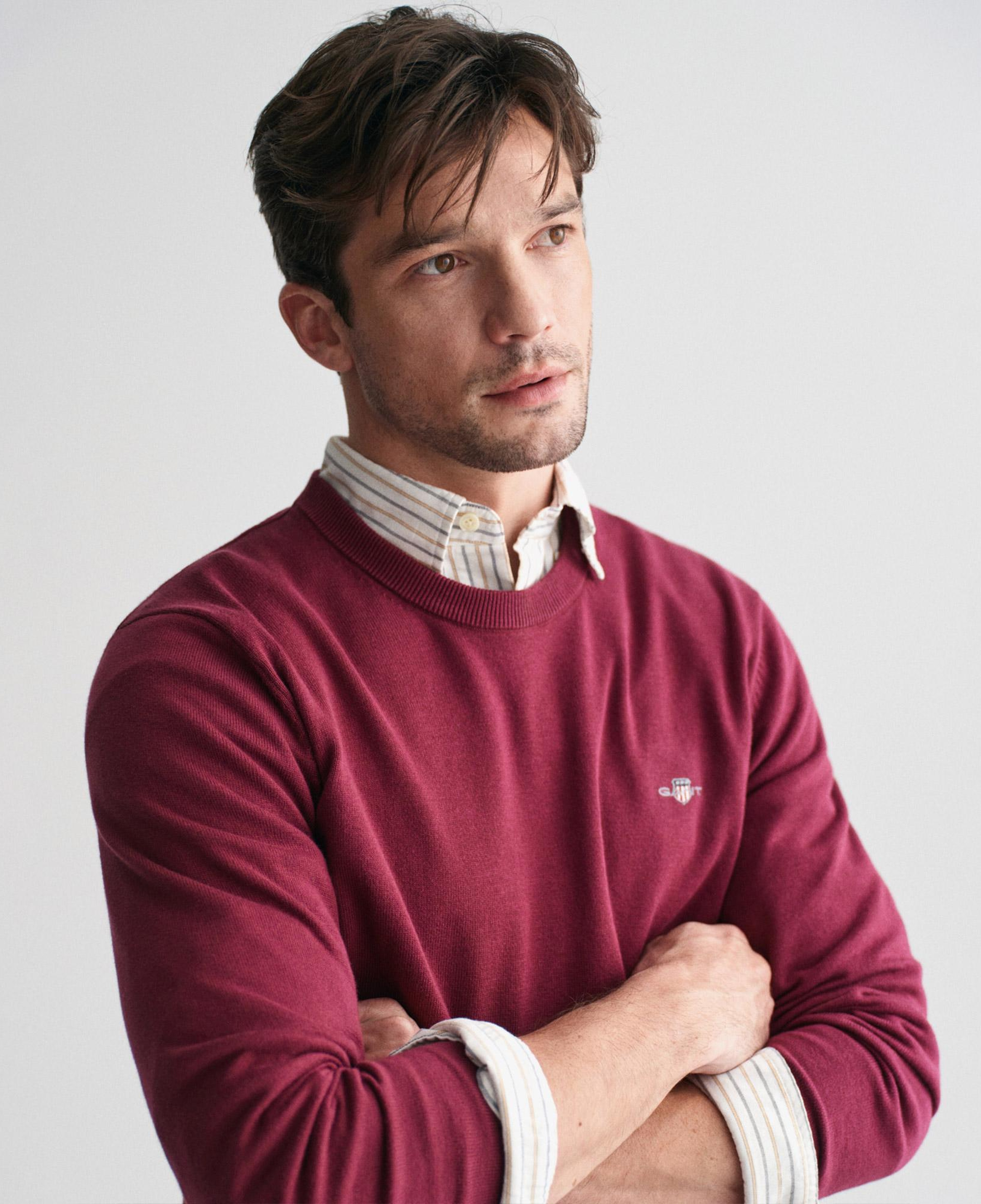 GANT Erkek Bordo Regular Fit Bisiklet Yaka Kazak