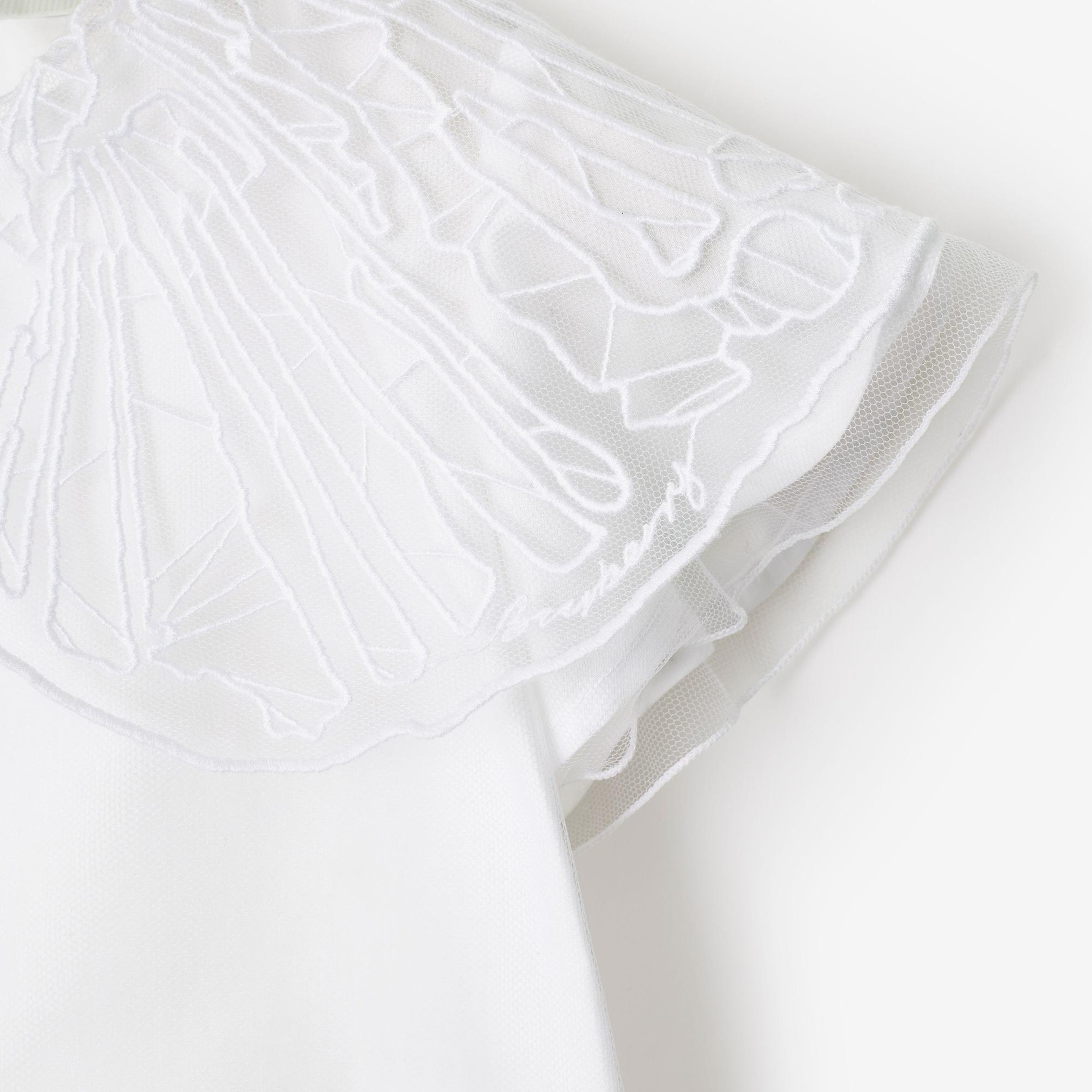 Burberry Shelly Tulle Collar Cotton Çocuk Beyaz Elbise