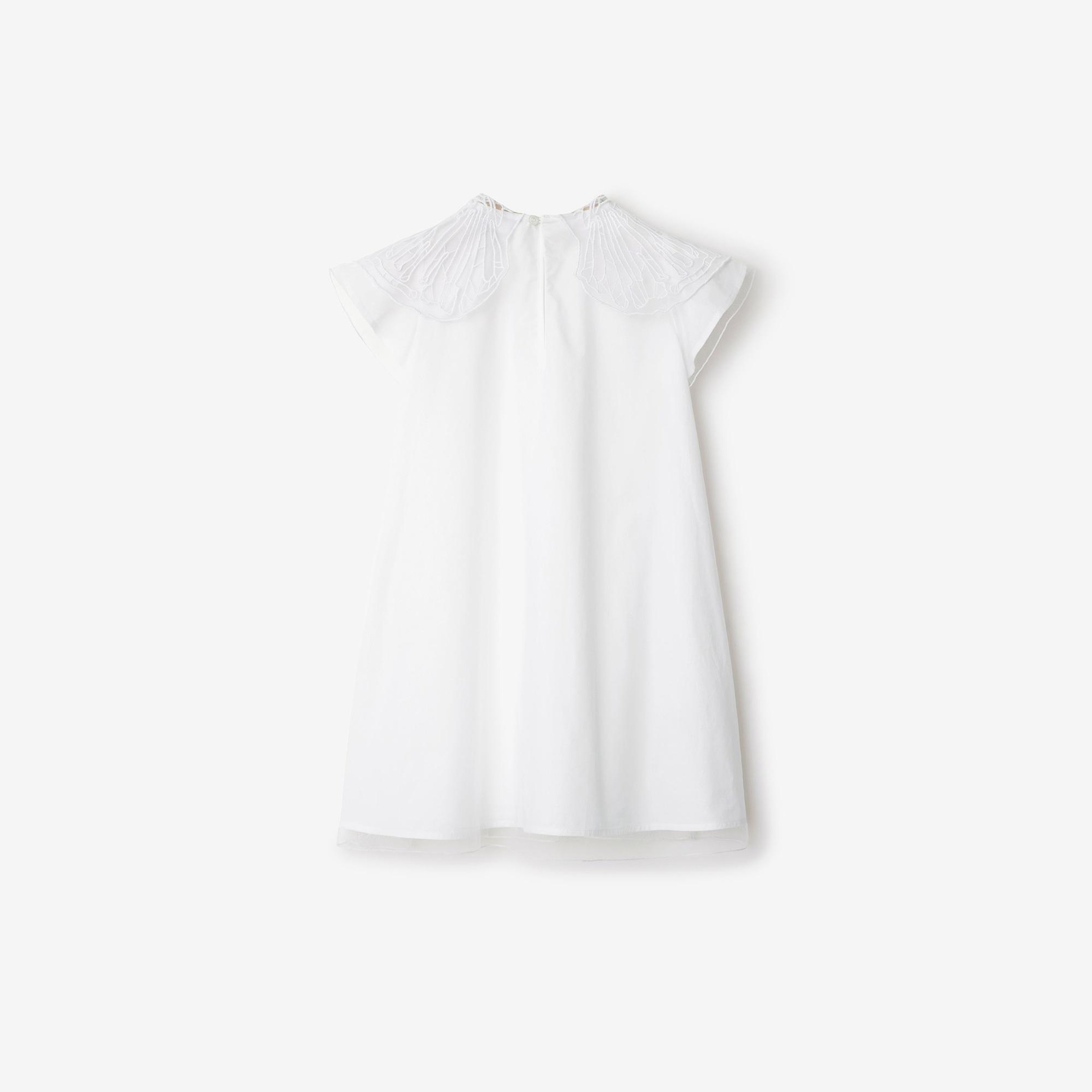 Burberry Shelly Tulle Collar Cotton Çocuk Beyaz Elbise