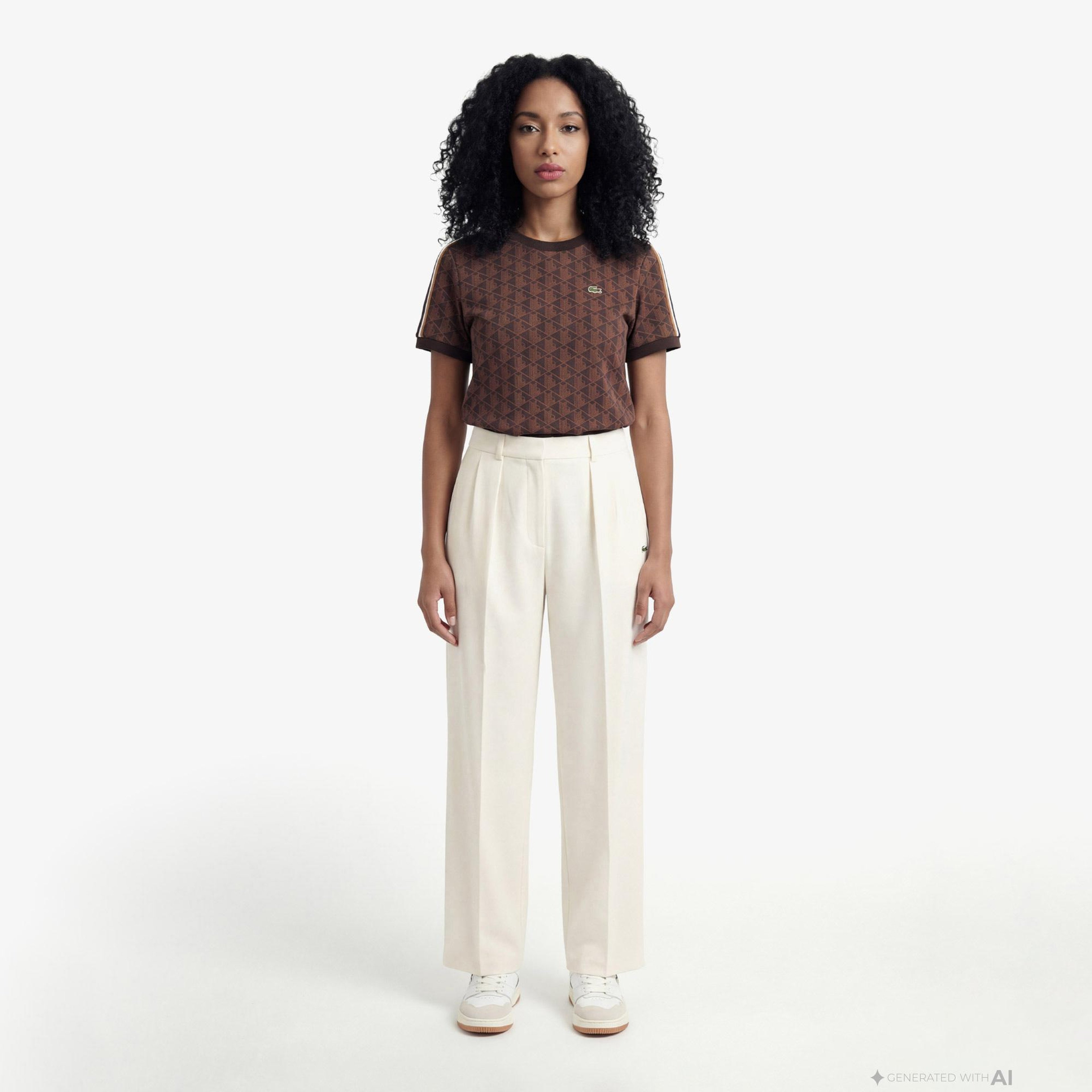 Lacoste Monogram Slim Fit Jacquard Erkek Mor T-Shirt