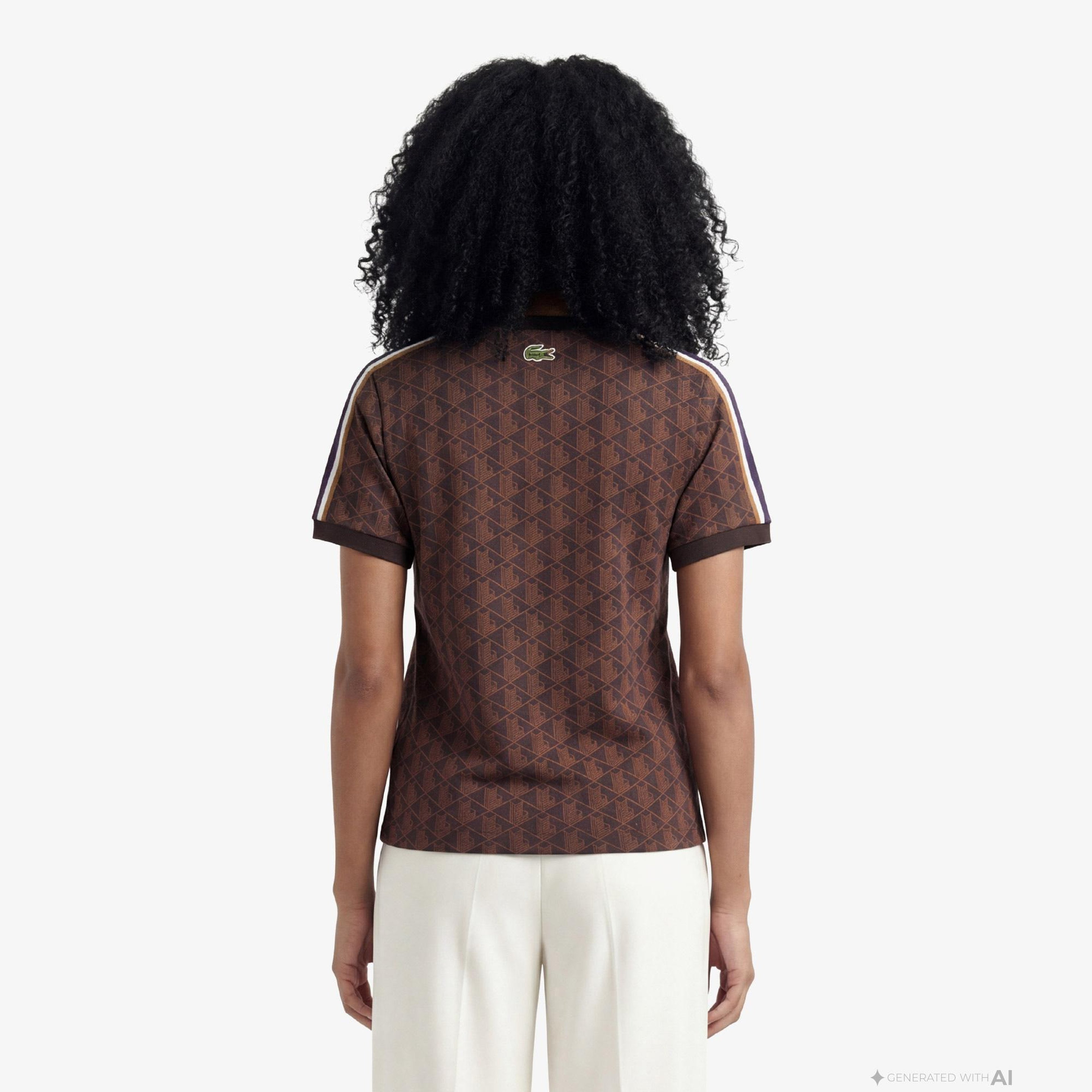 Lacoste Monogram Slim Fit Jacquard Erkek Mor T-Shirt