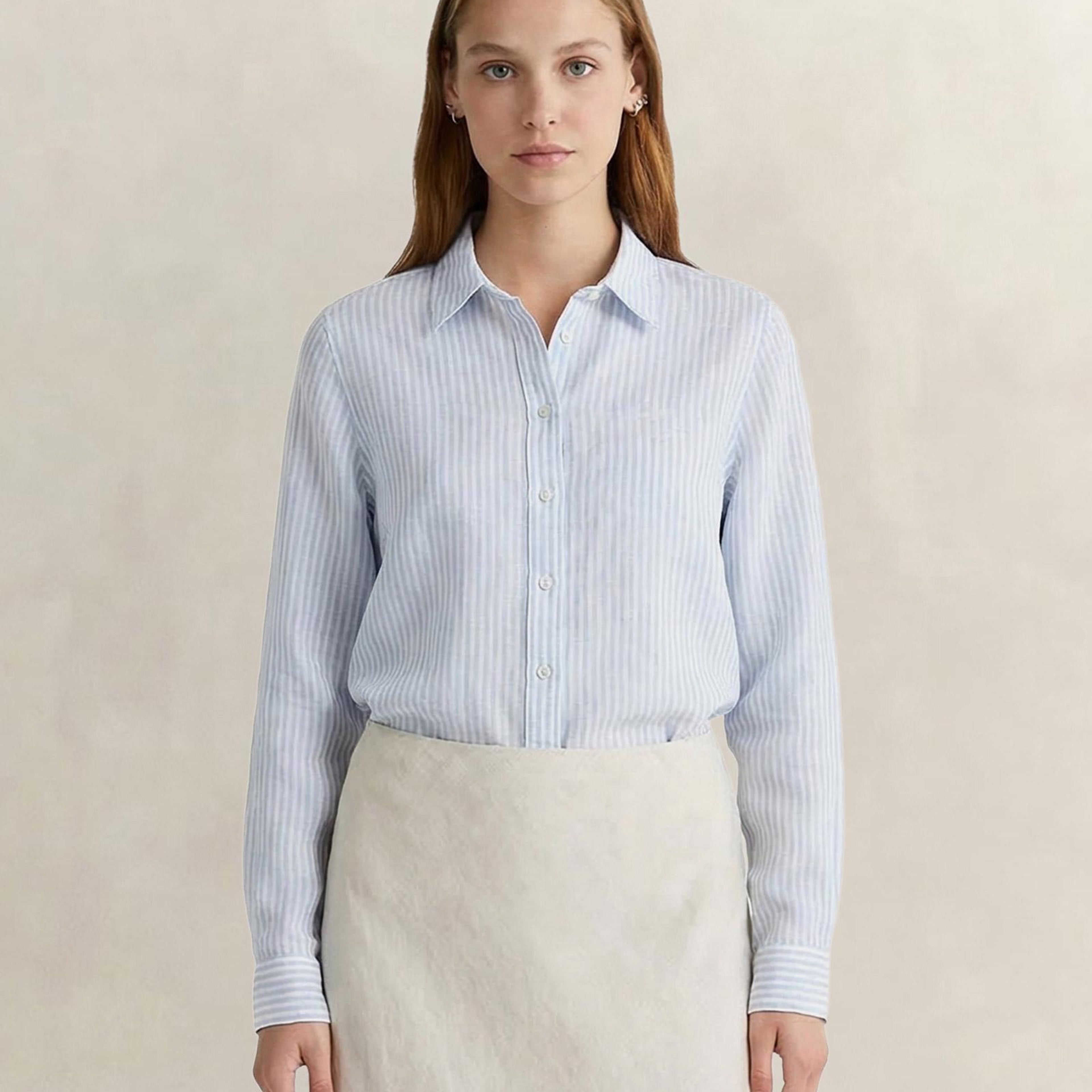 GANT Kadın Mavi Regular Fit Çizgili Gömlek