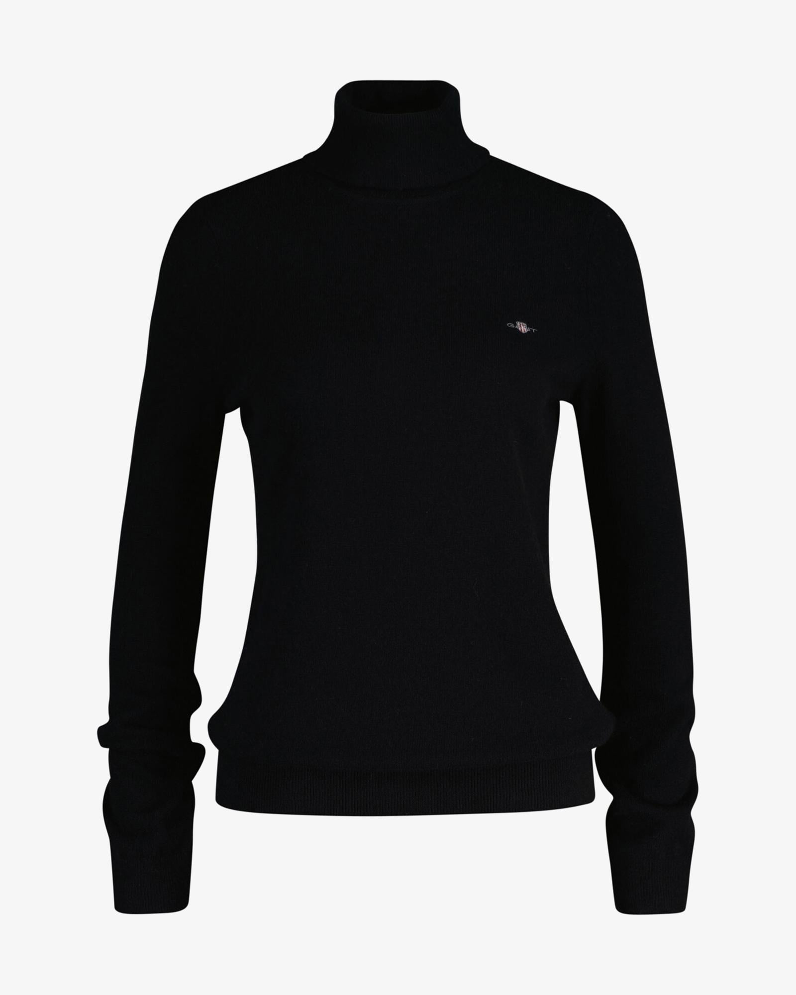 GANT Kadın Siyah Regular Fit Boğazlı Yaka Yün Kazak