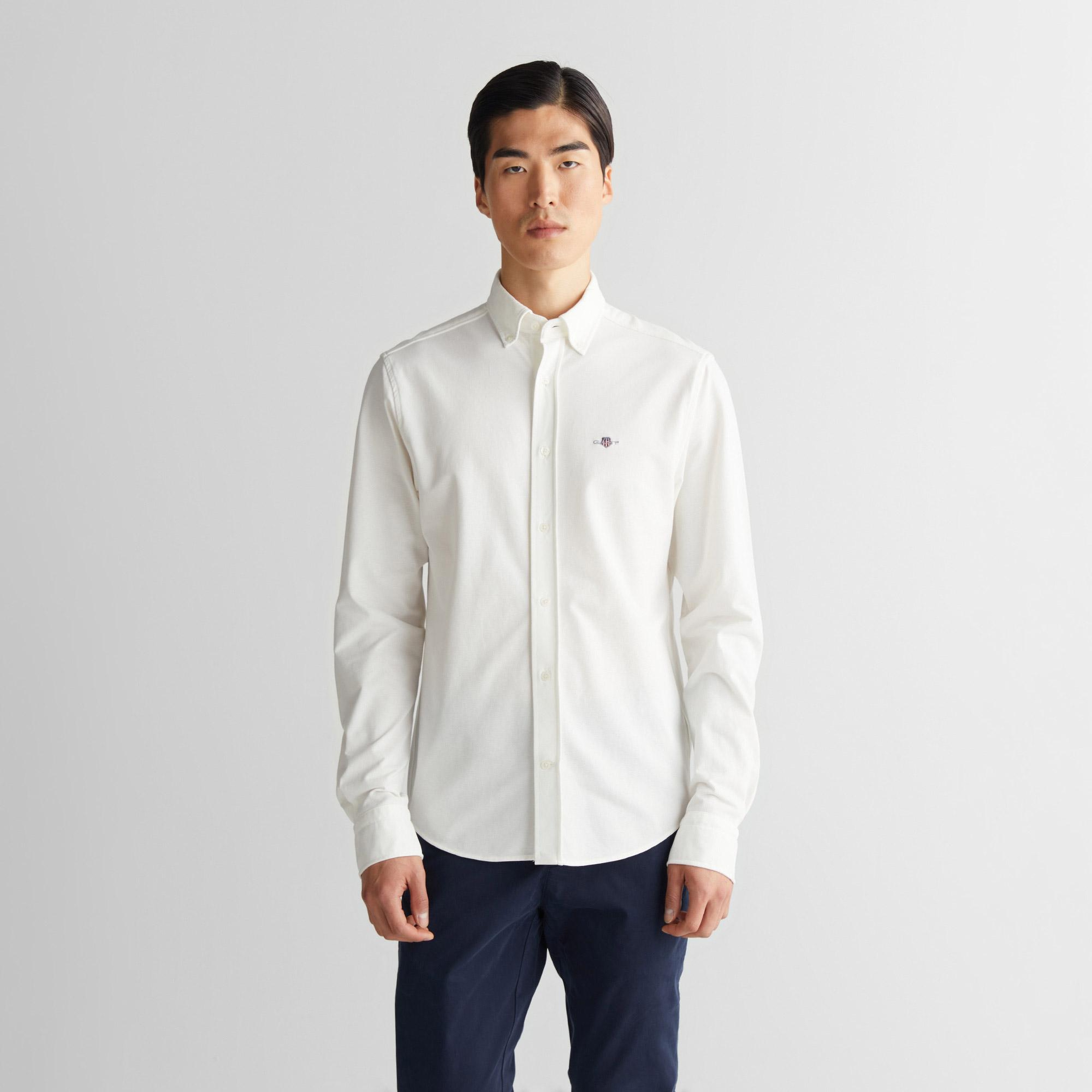 GANT Erkek Krem Regular Fit Gömlek