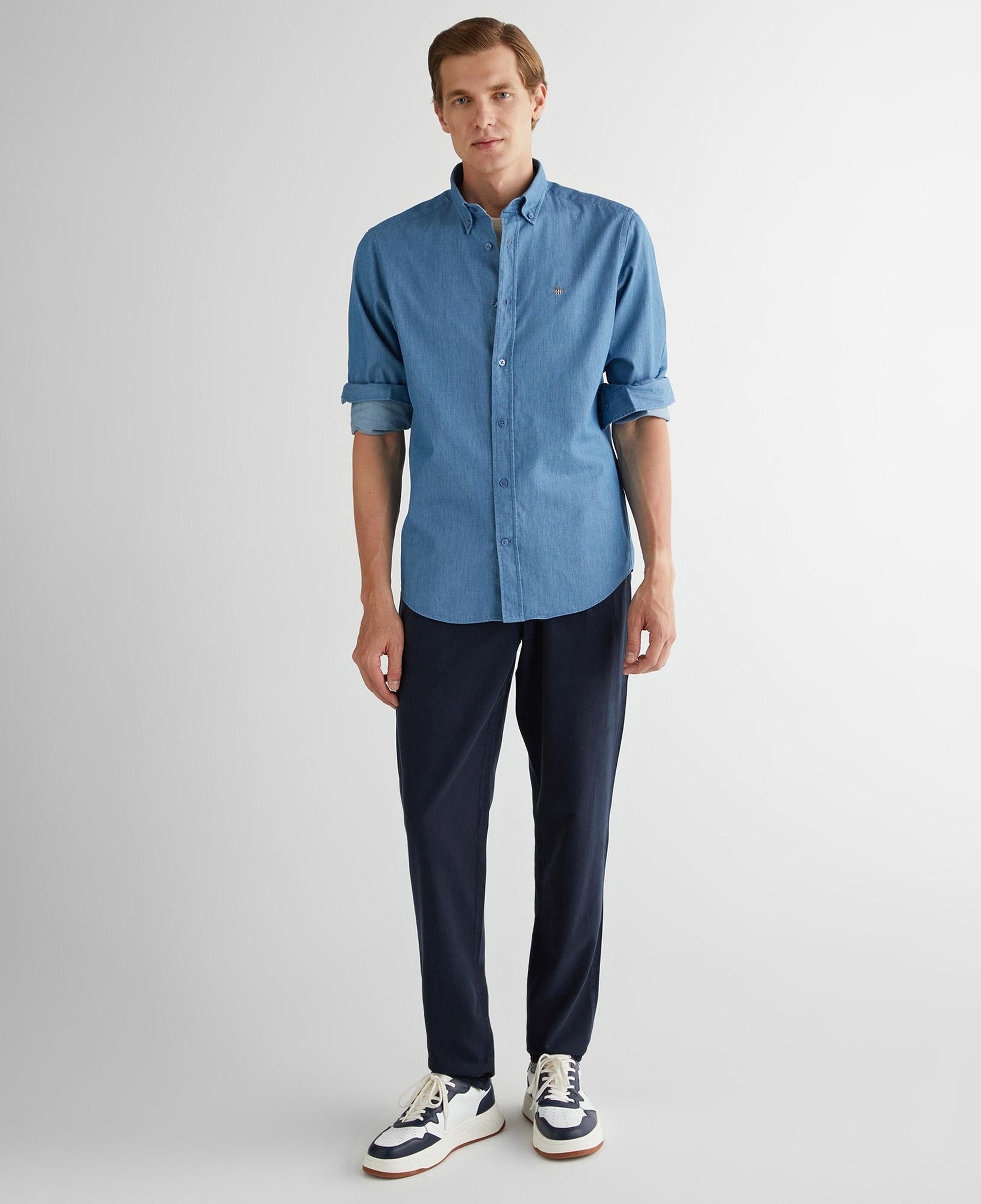 GANT Erkek Mavi Regular Fit Düğmeli Yaka Gömlek