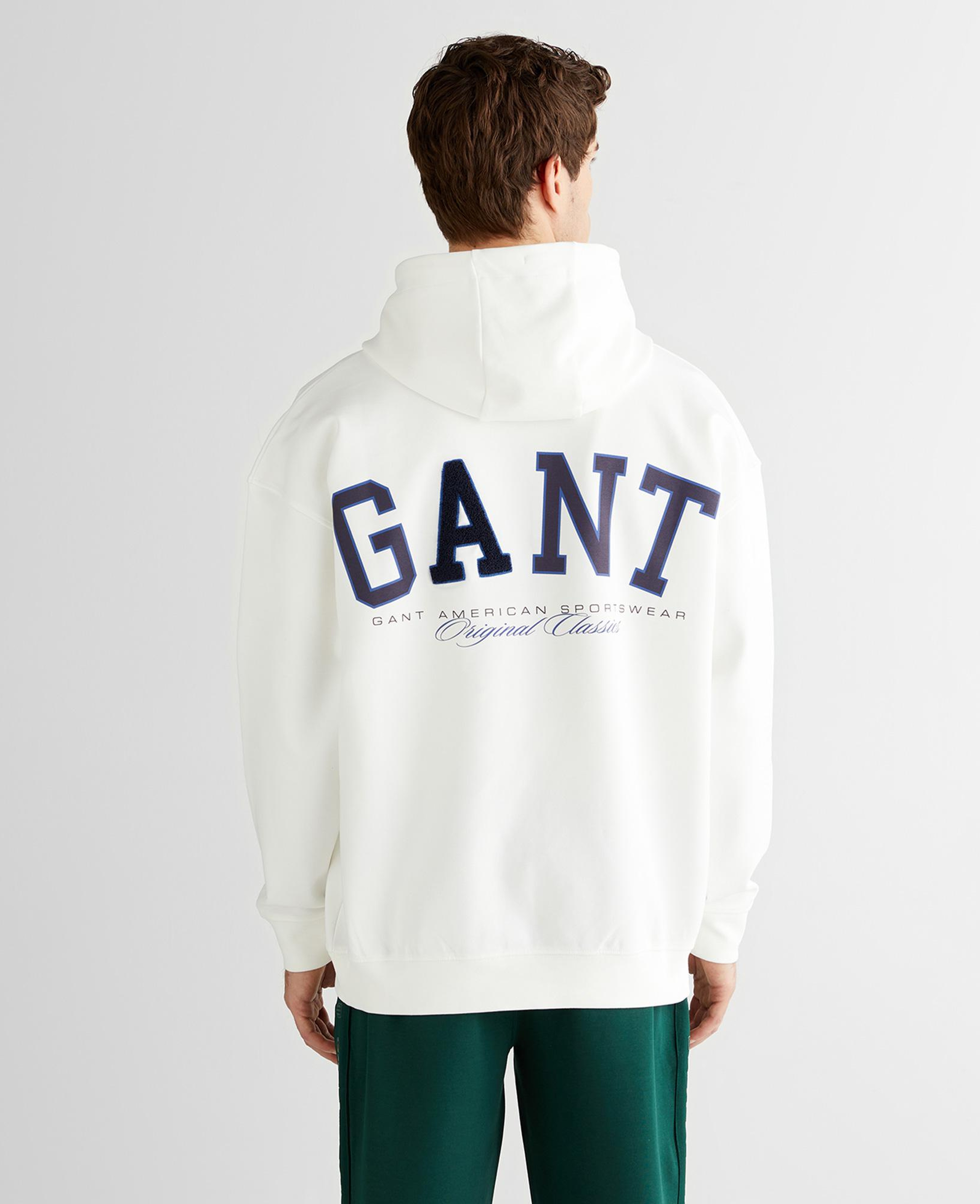GANT Erkek Beyaz Regular Fit Kapüşonlu Sweatshirt