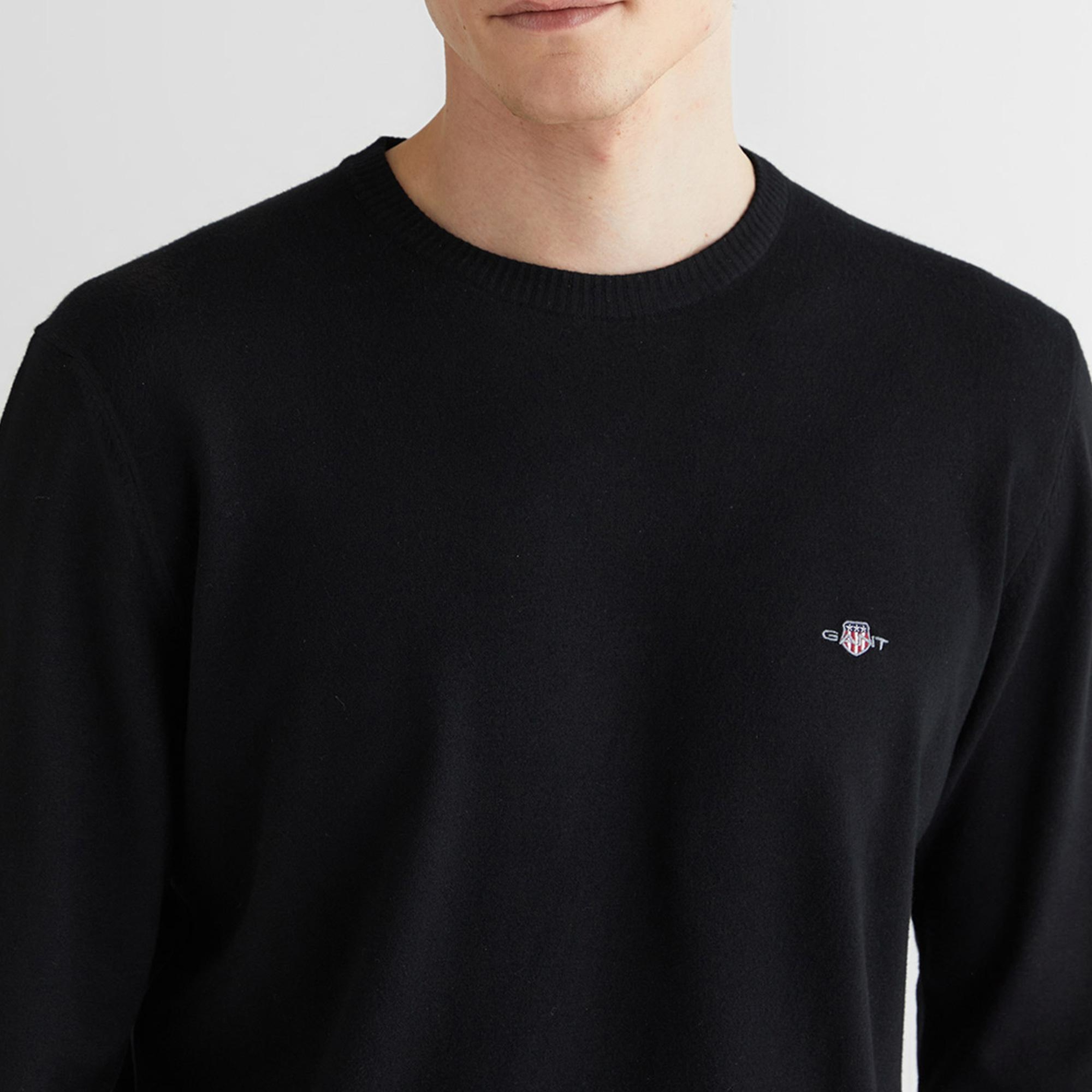 GANT Erkek Siyah Regular Fit Uzun Kollu Triko