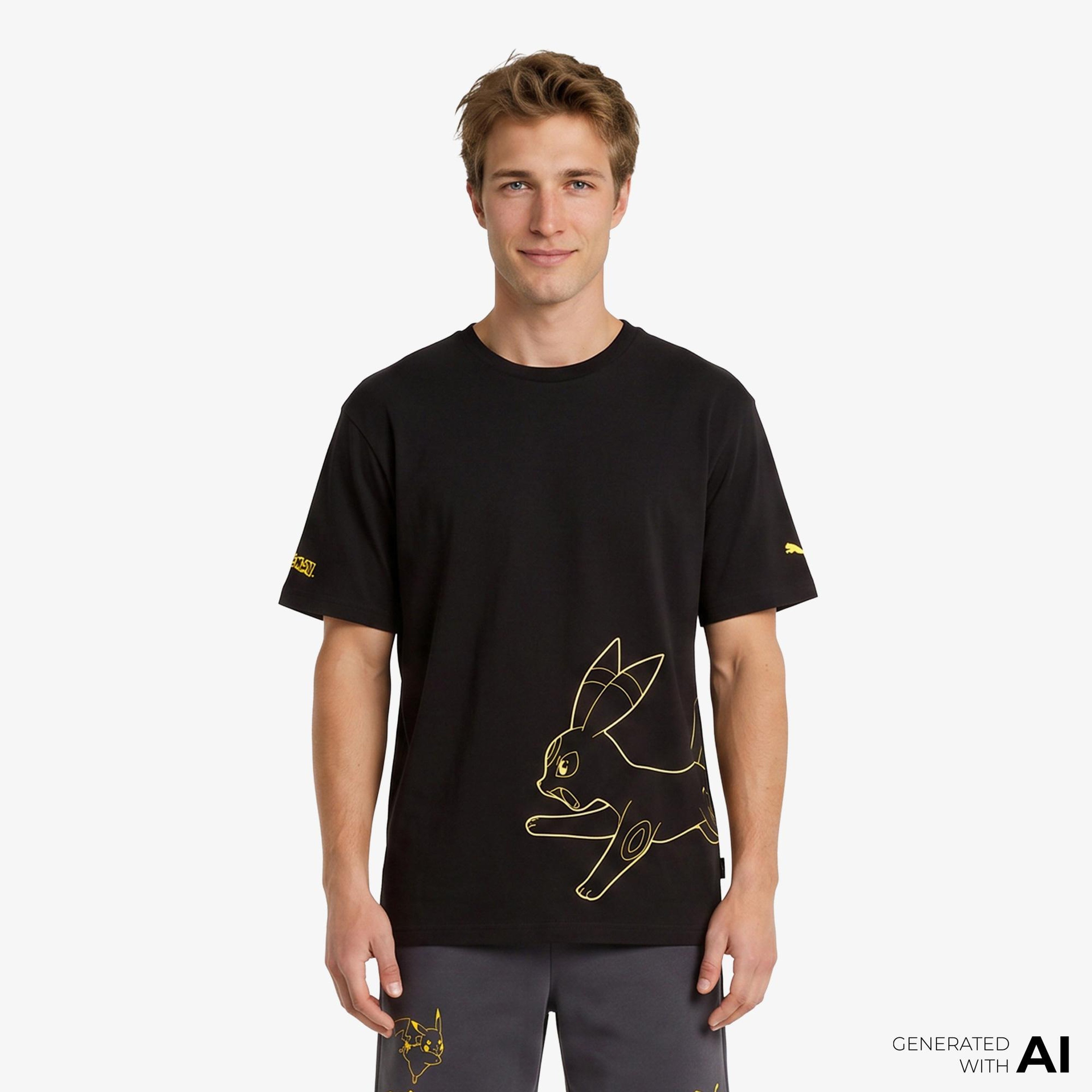 Puma X Pokemon Graphic  Erkek Siyah T-Shirt