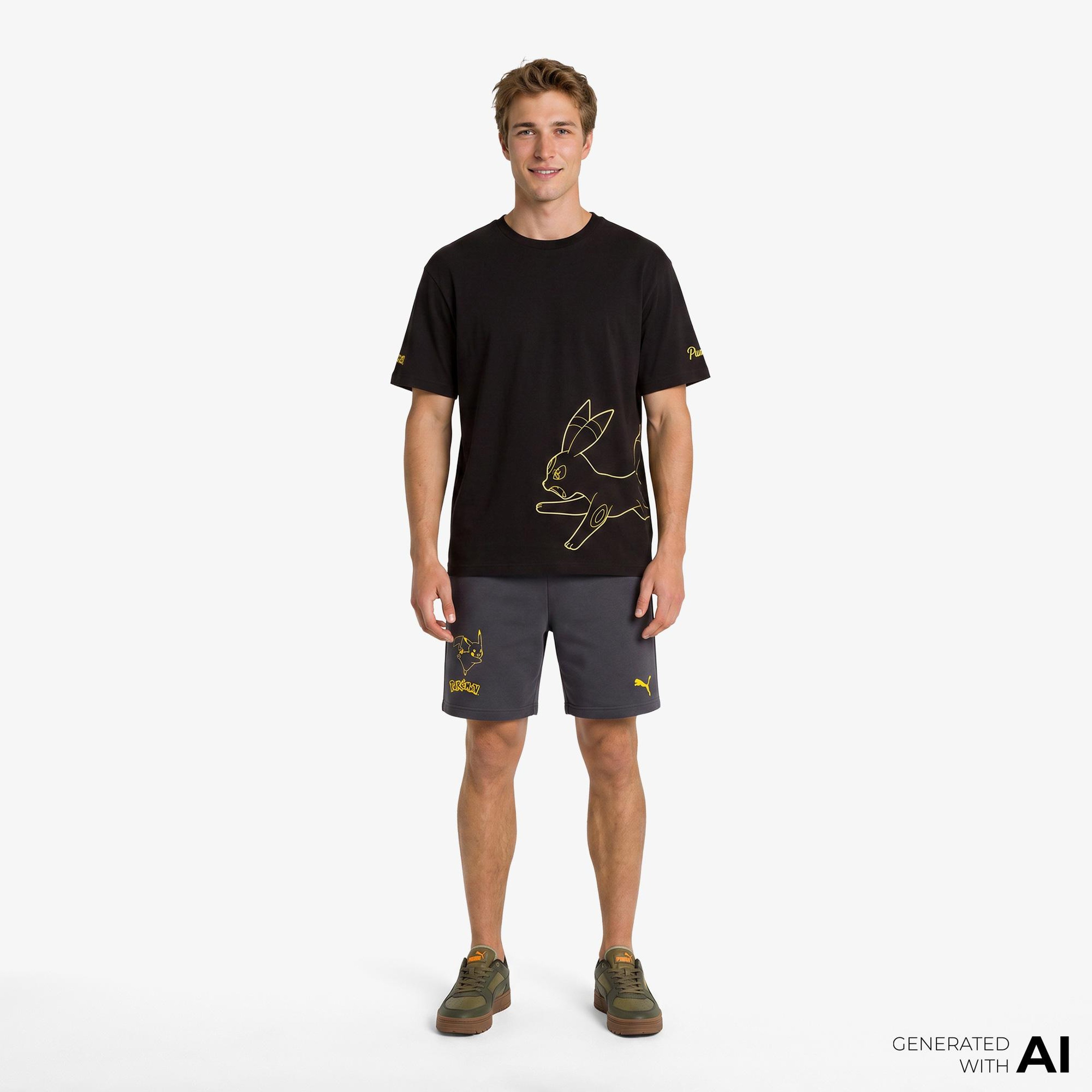 Puma X Pokemon Graphic  Erkek Siyah T-Shirt