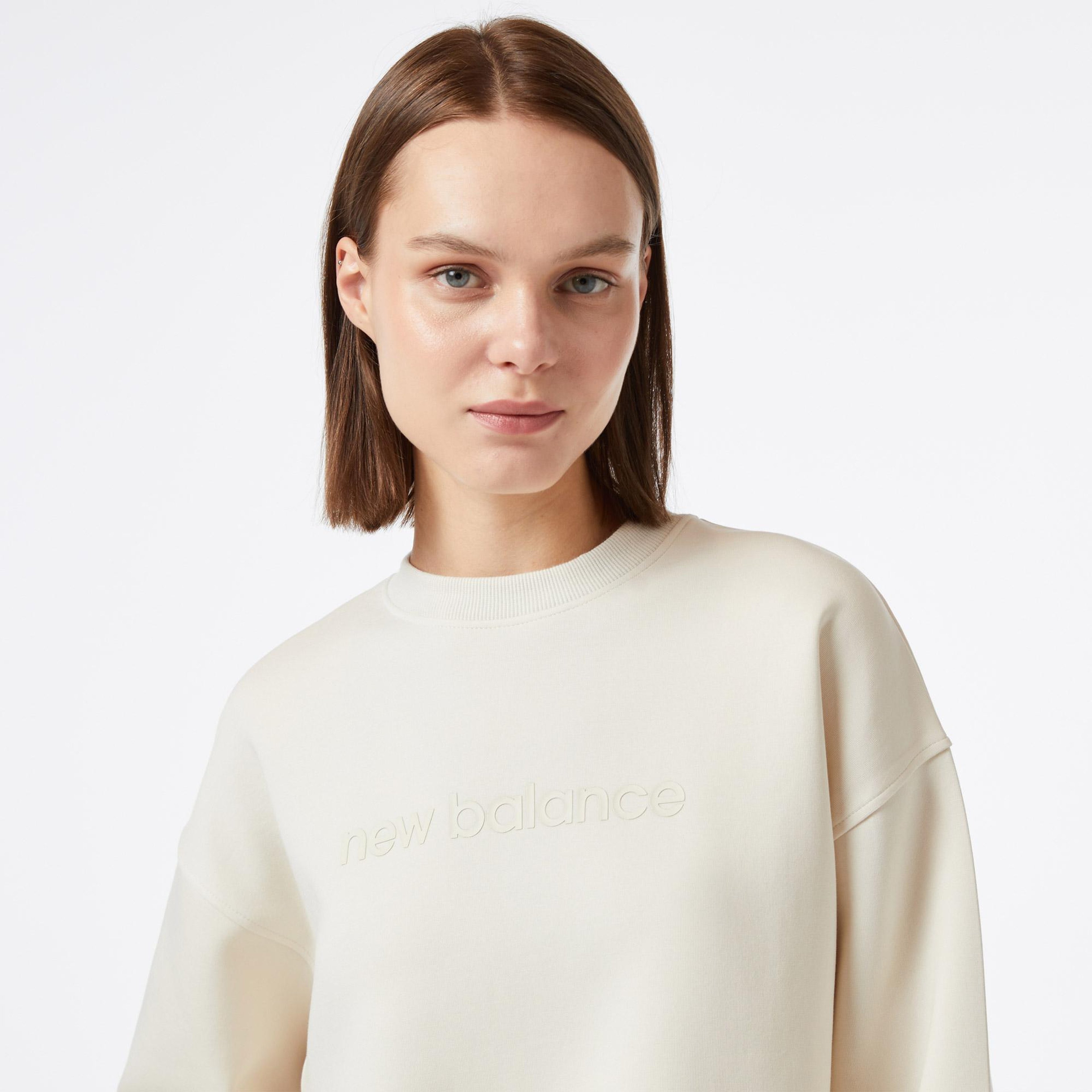 New Balance Hyper Density Triple Knit Crew Kadın Krem Hoodie