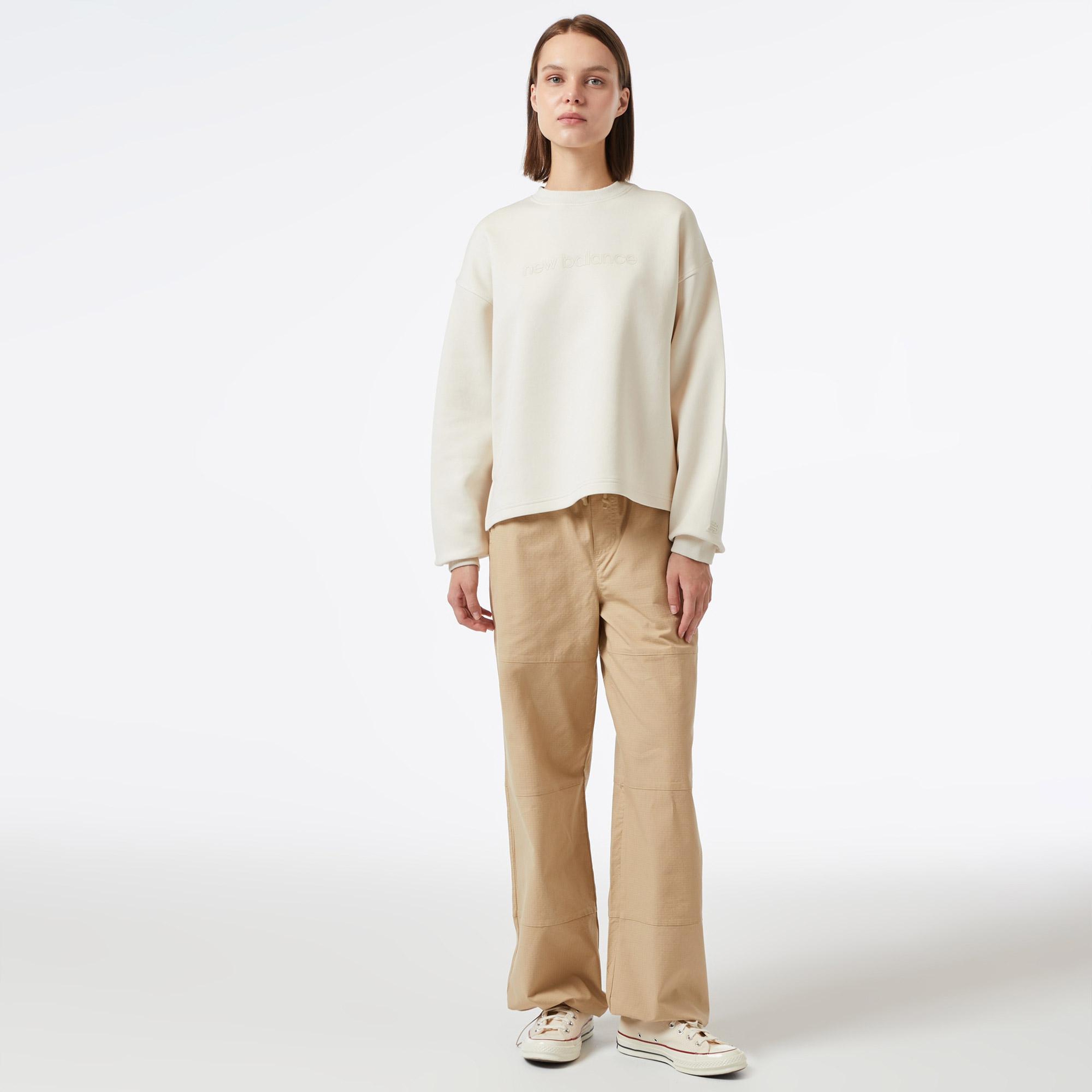 New Balance Hyper Density Triple Knit Crew Kadın Krem Hoodie
