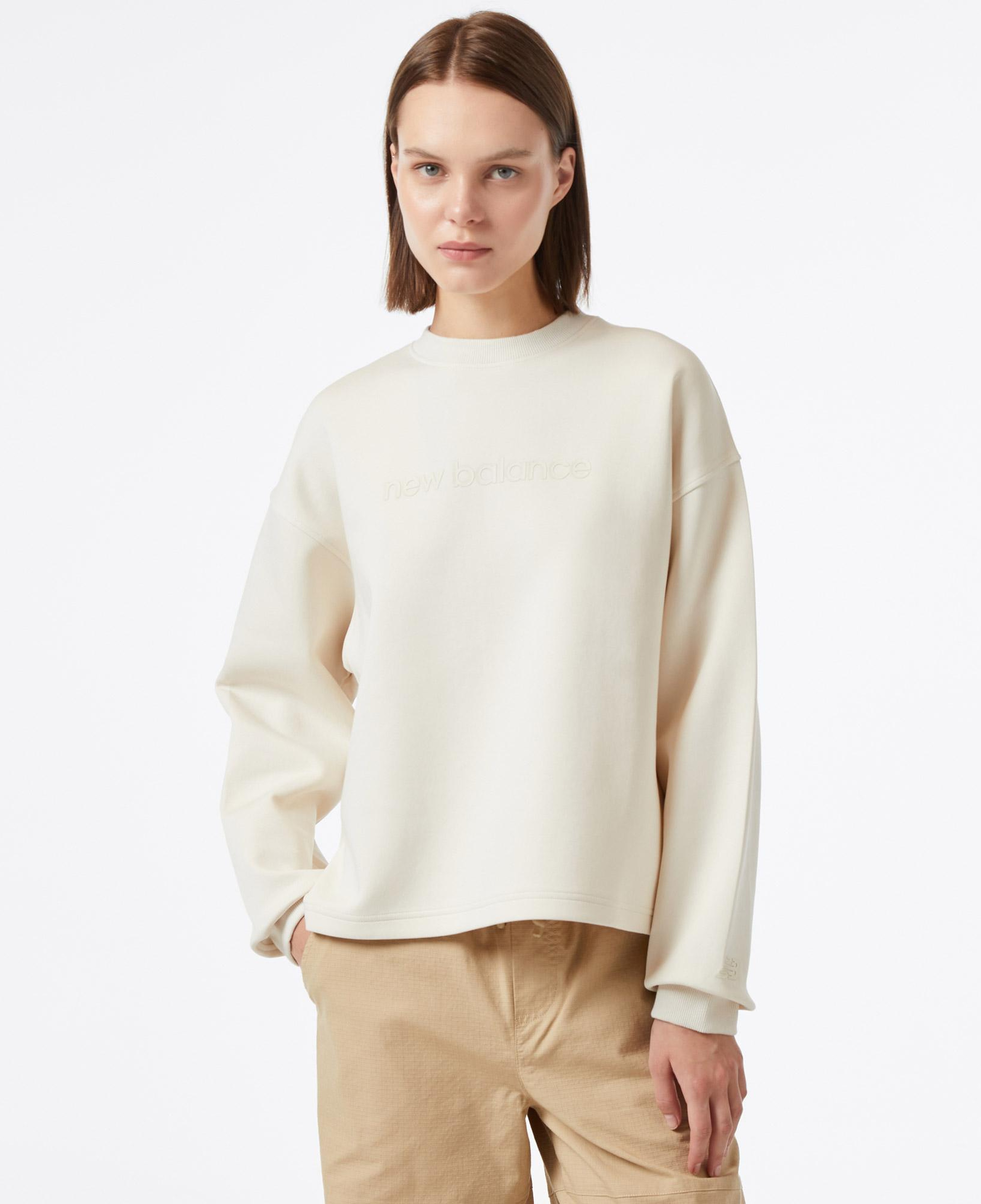 New Balance Hyper Density Triple Knit Crew Kadın Krem Hoodie