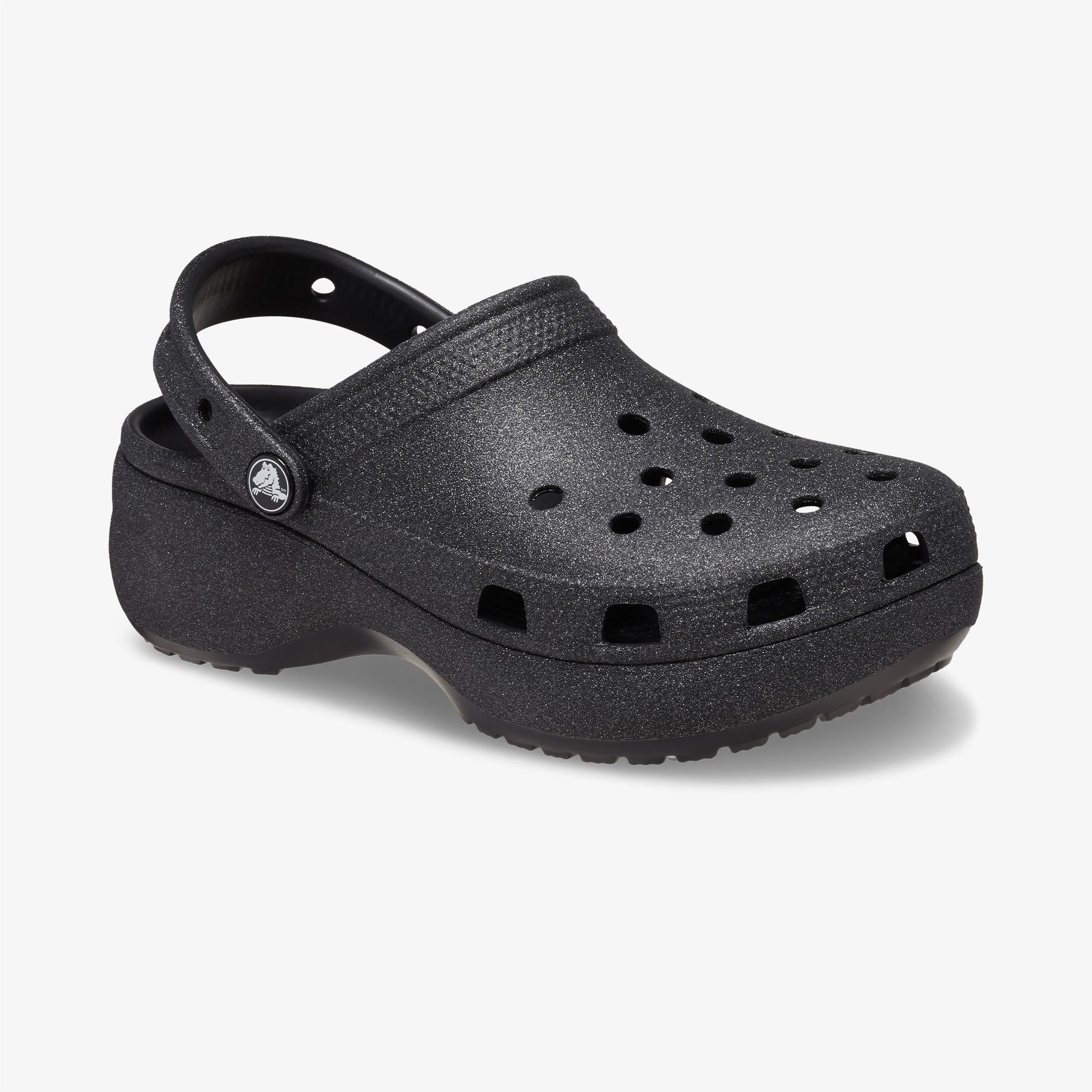 Crocs Classic Platform Glitter Clog Kadın Siyah Sandalet