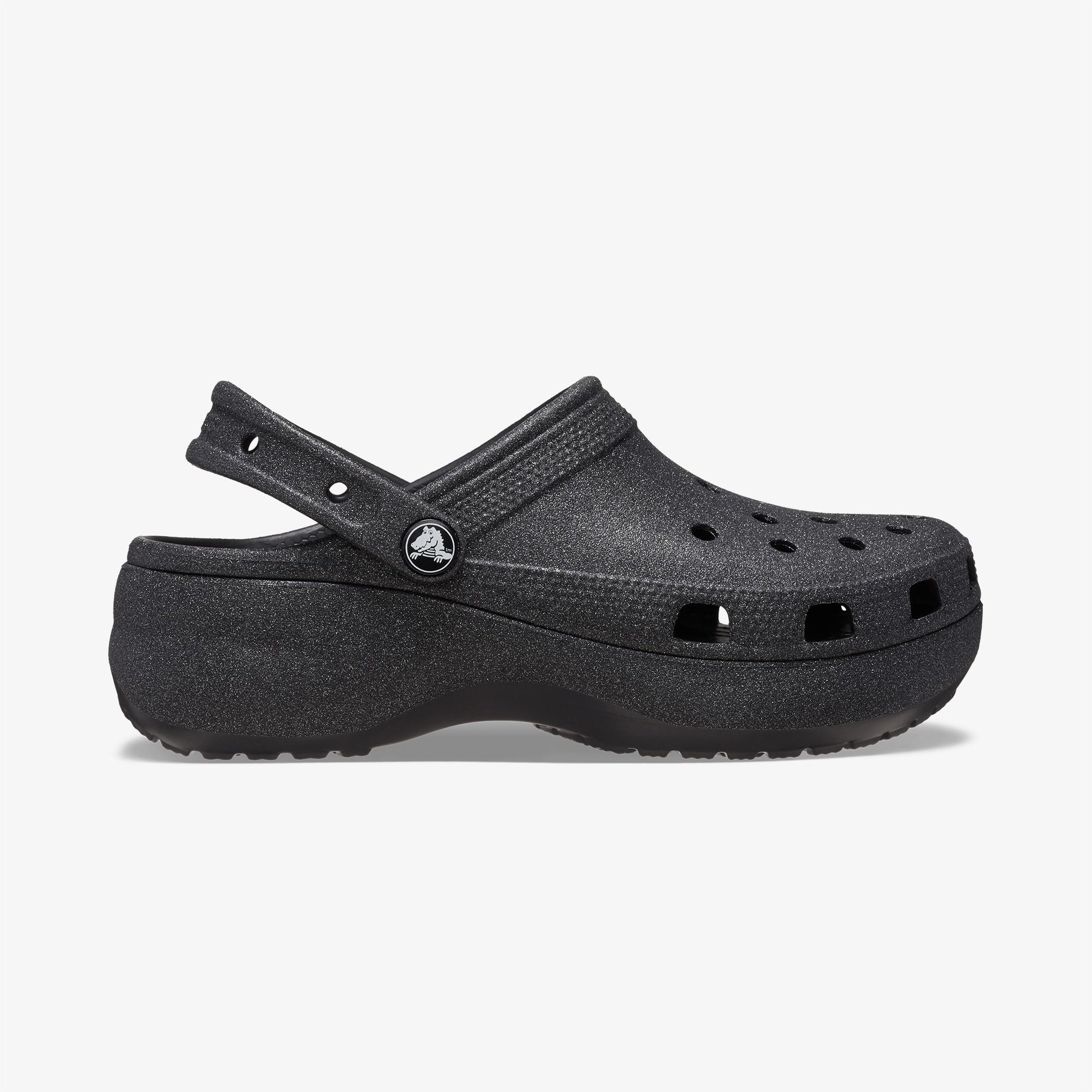 Crocs Classic Platform Glitter Clog Kadın Siyah Sandalet