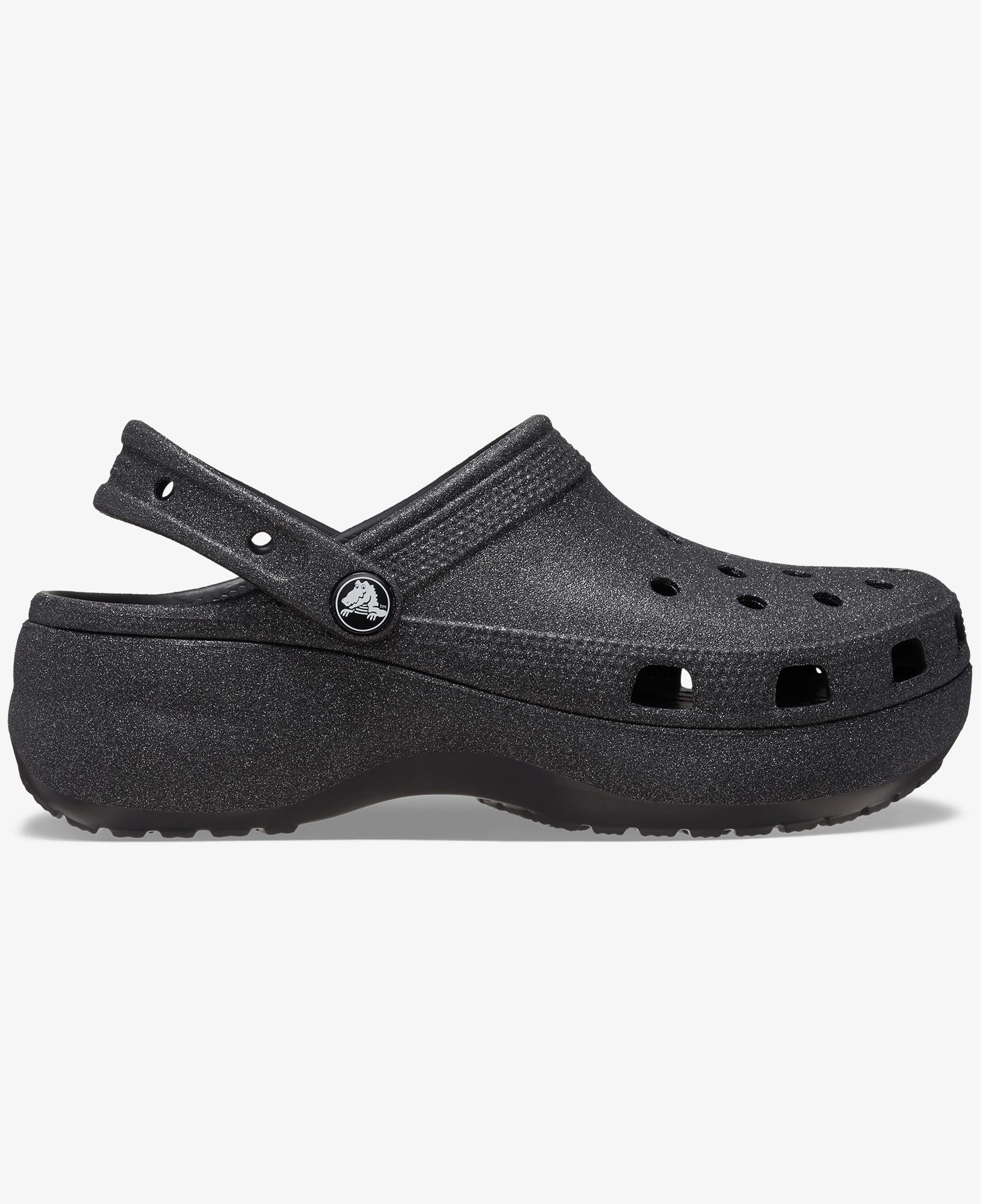 Crocs Classic Platform Glitter Clog Kadın Siyah Sandalet