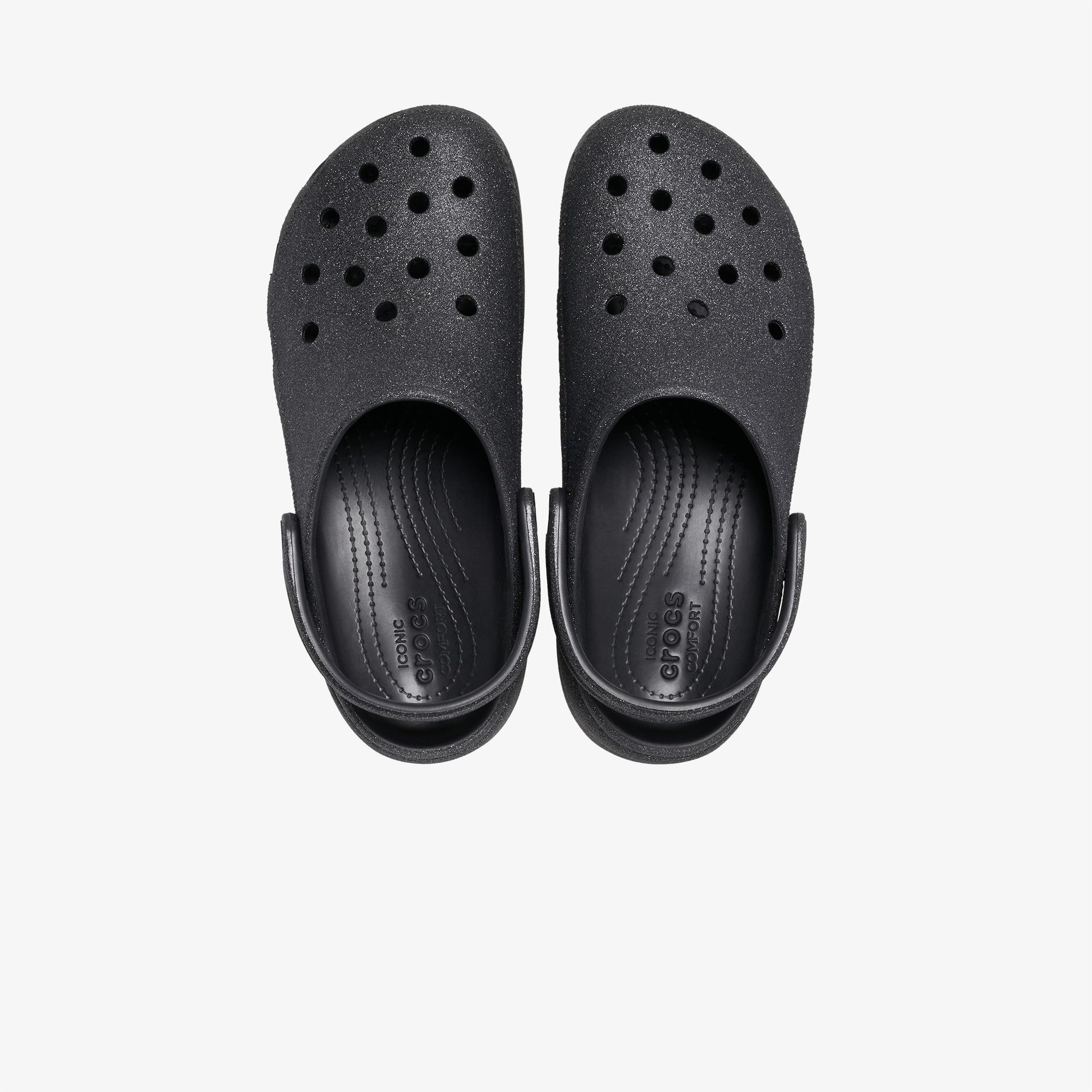 Crocs Classic Platform Glitter Clog Kadın Siyah Sandalet
