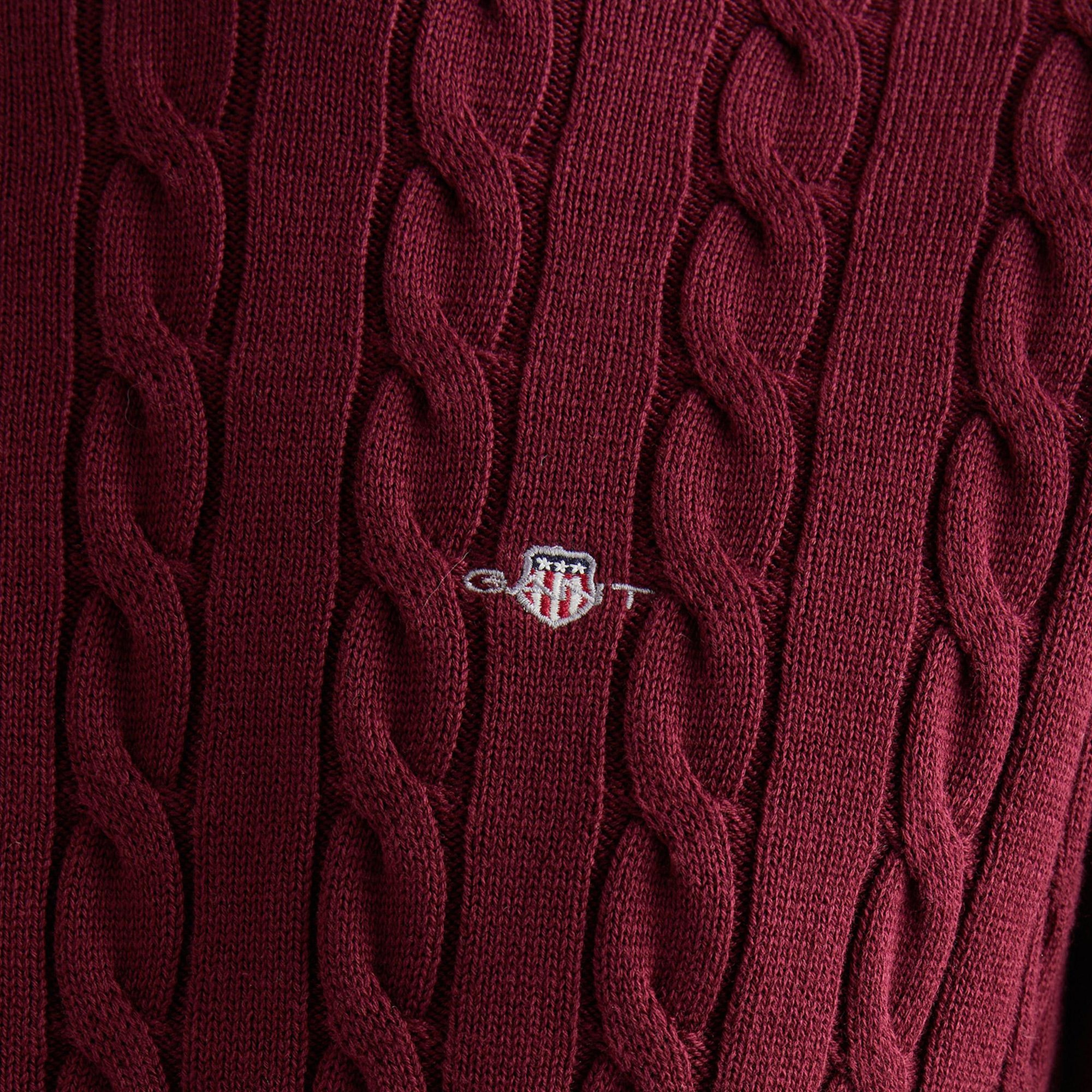 GANT Erkek Bordo Regular Fit Bisiklet Yaka Kazak