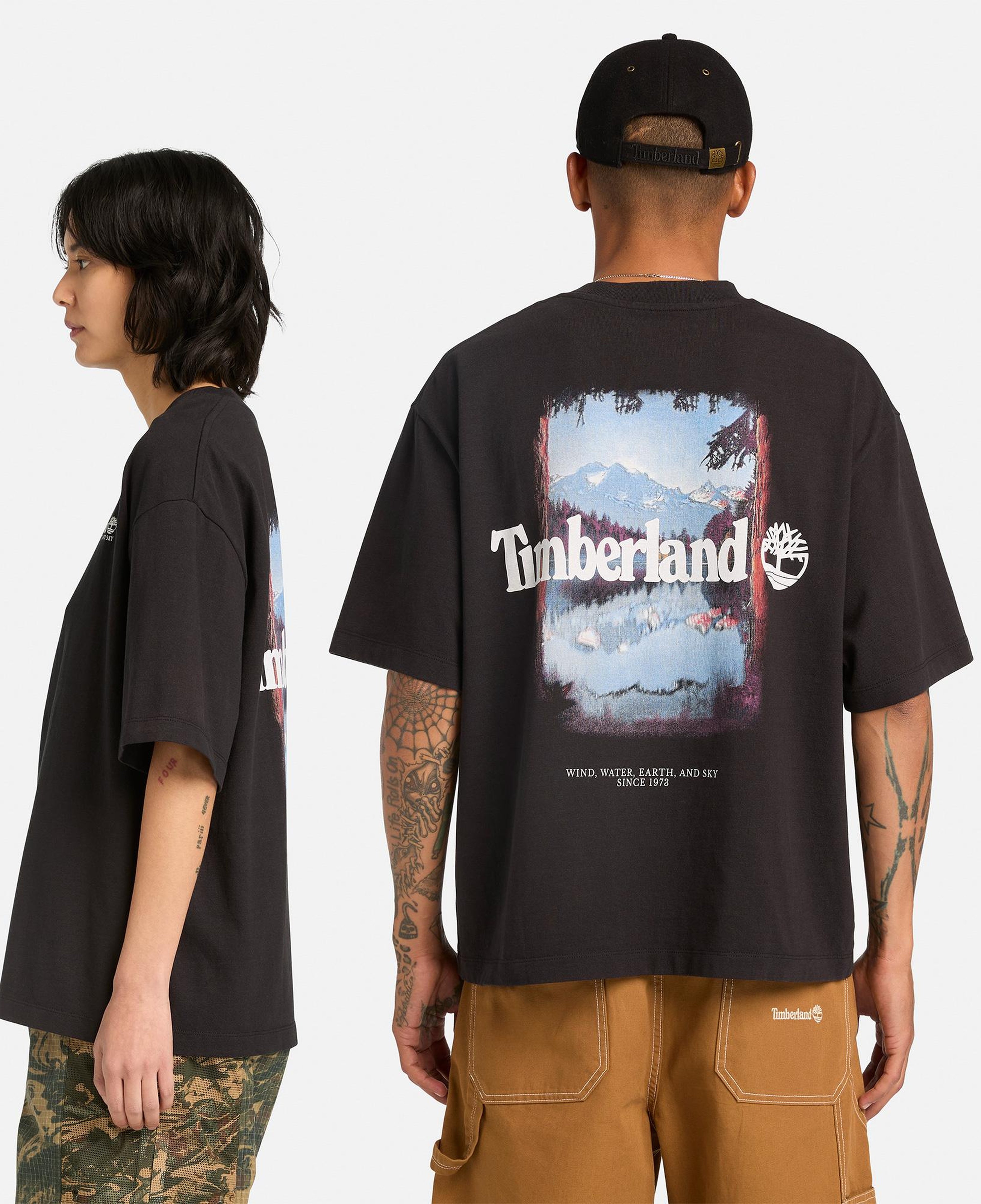 Timberland Outdoor Photo Back Graphic Erkek Siyah T-Shirt