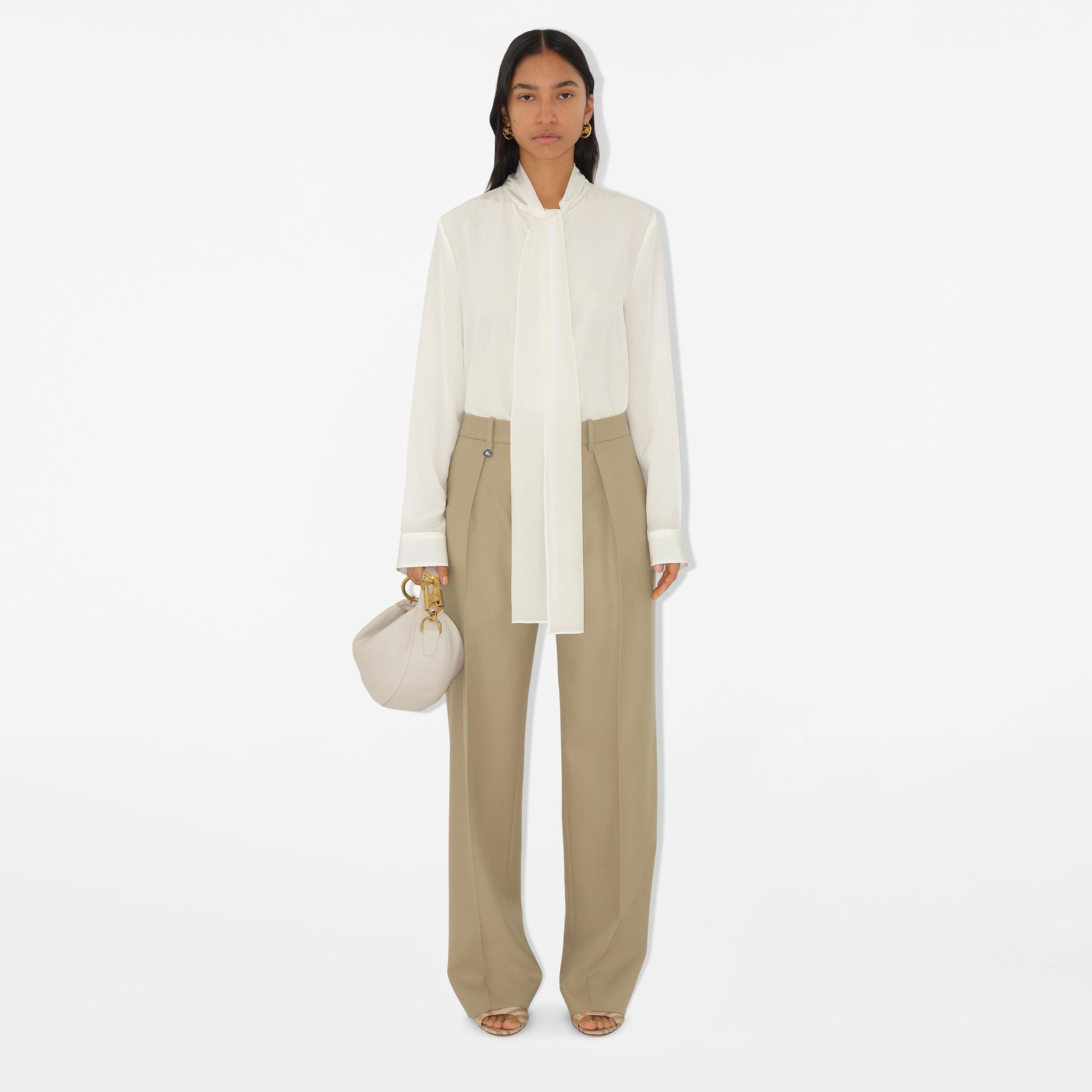 Burberry Ros Silk Blouse Kadın Beyaz Gömlek