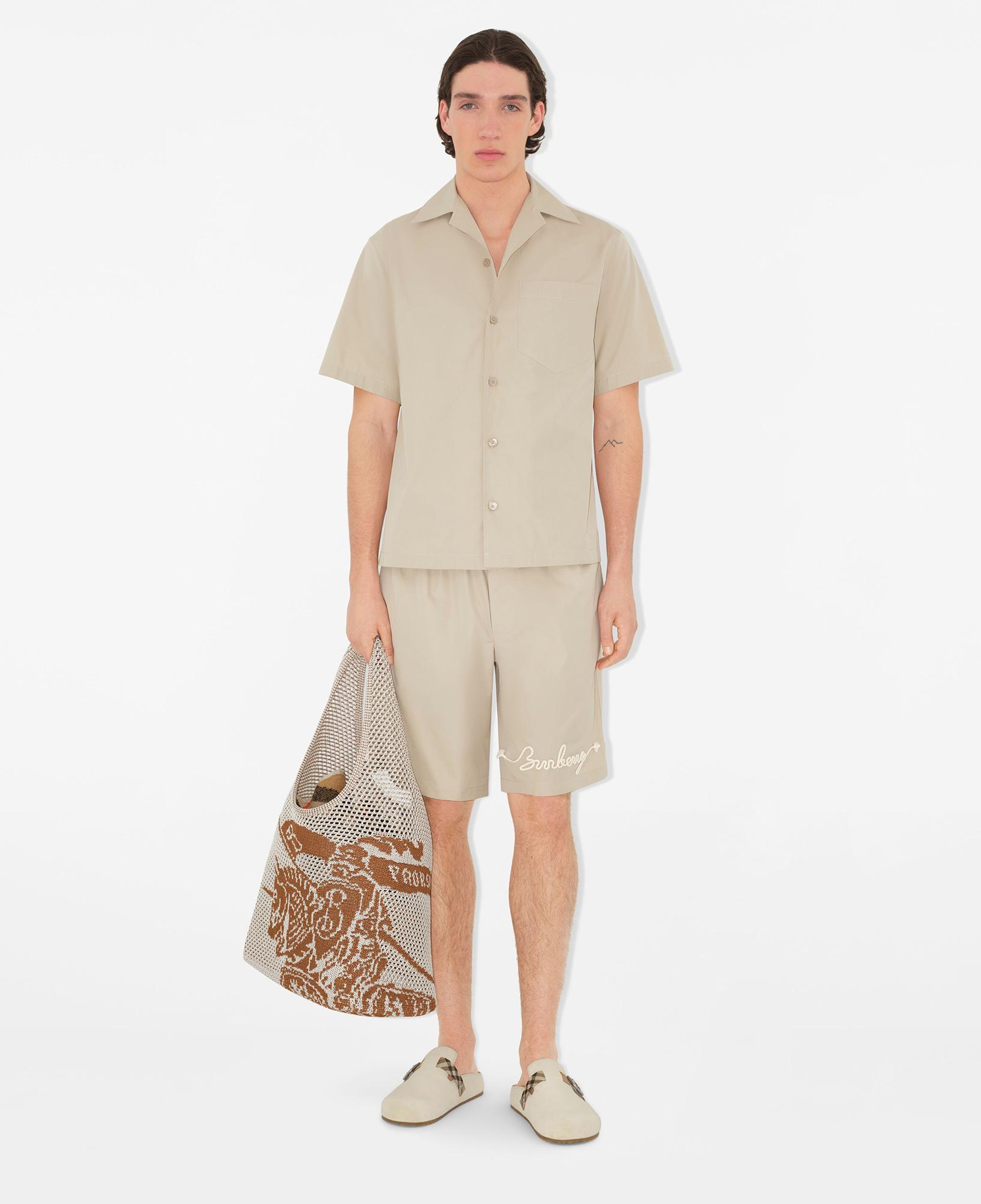 Burberry Sip Relaxed Fit Knot Logo Cotton Erkek Krem Gömlek