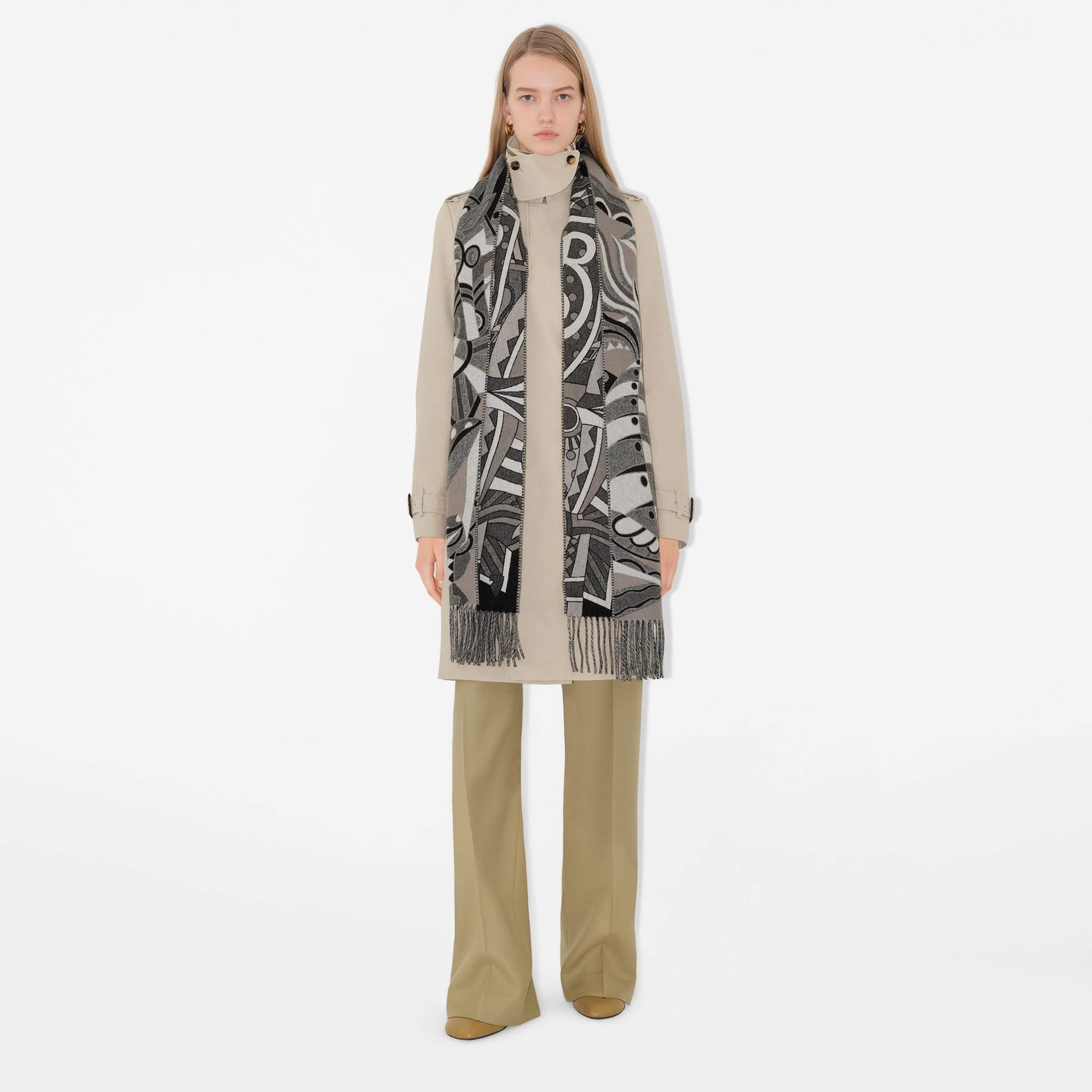 Burberry Carousel Cashmere Kadın Gri Atkı