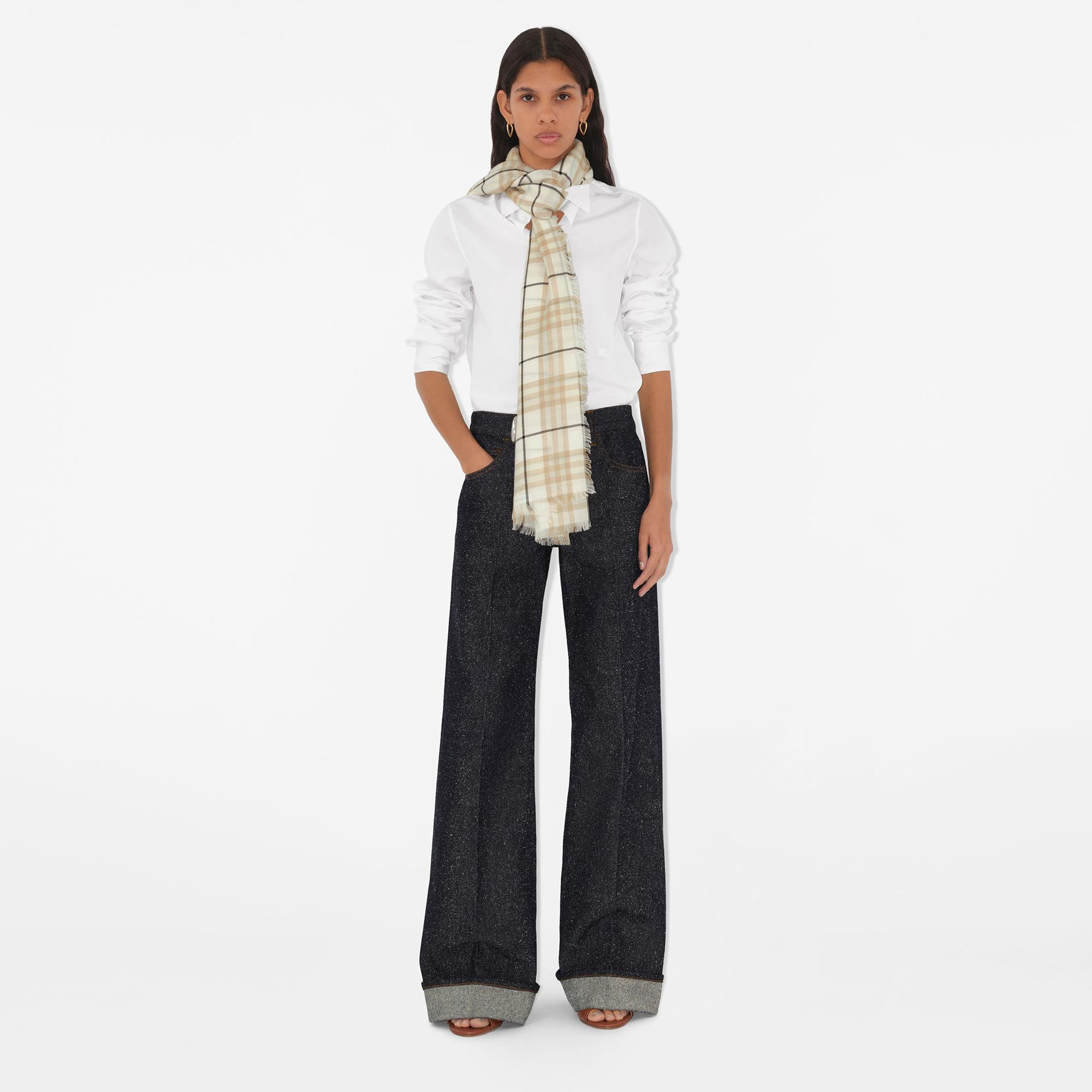 Burberry Med Lw Cashmere Silk Kadın Krem Atkı