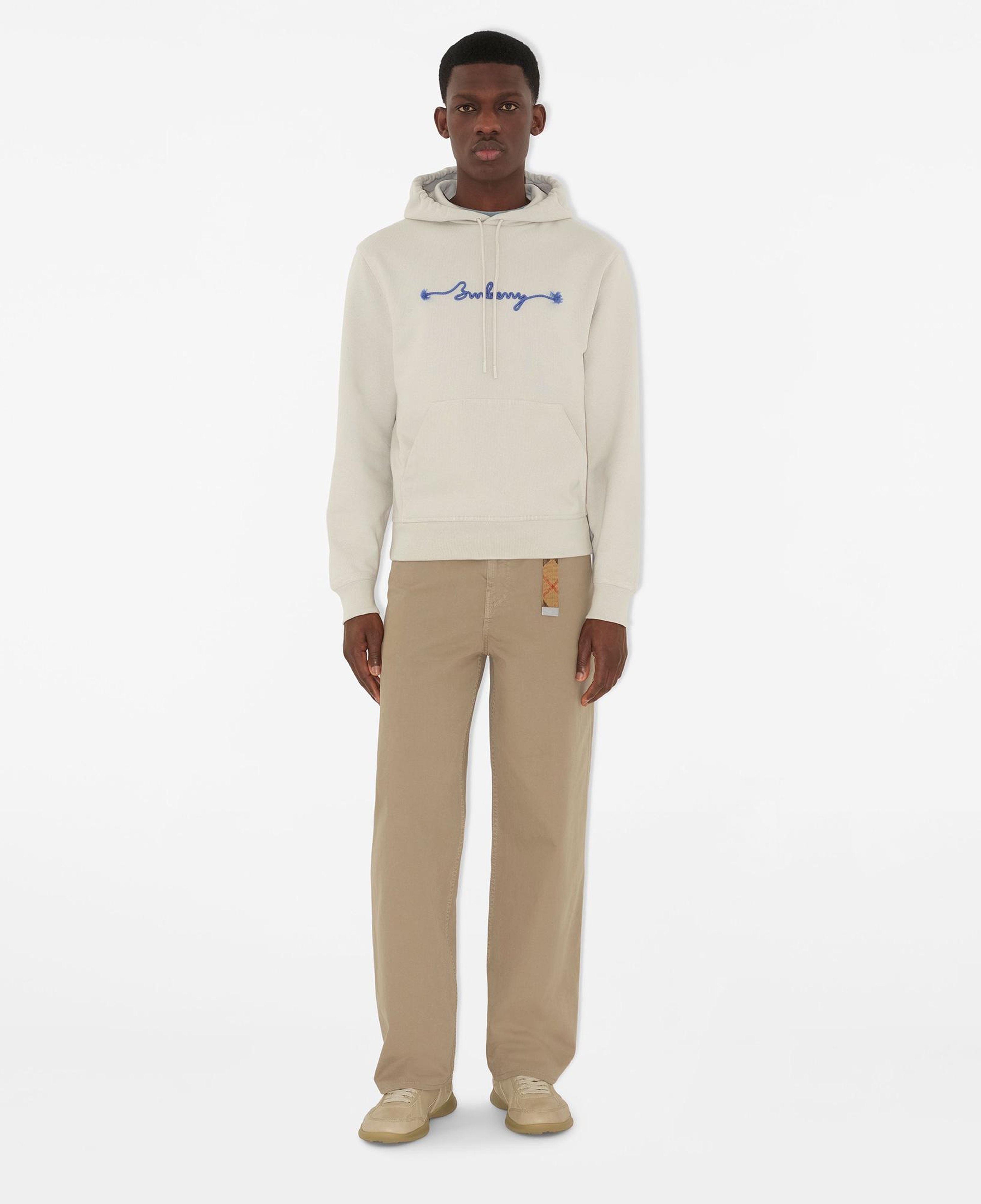 Burberry For Knot Logo Cotton Erkek Beyaz Hoodie