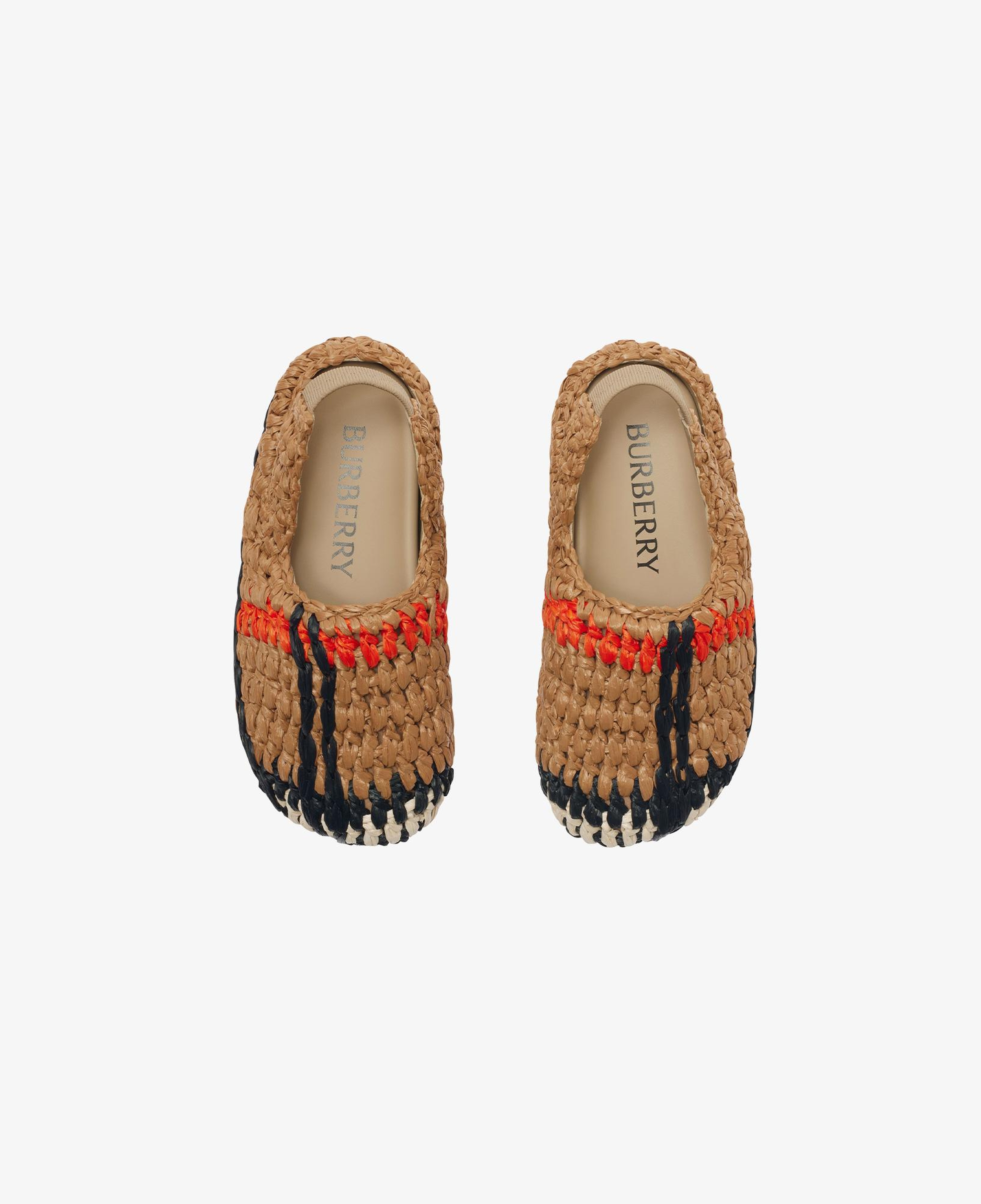 Burberry Cleeve Raffia Çocuk Bej Yün Karışımlı Sandalet
