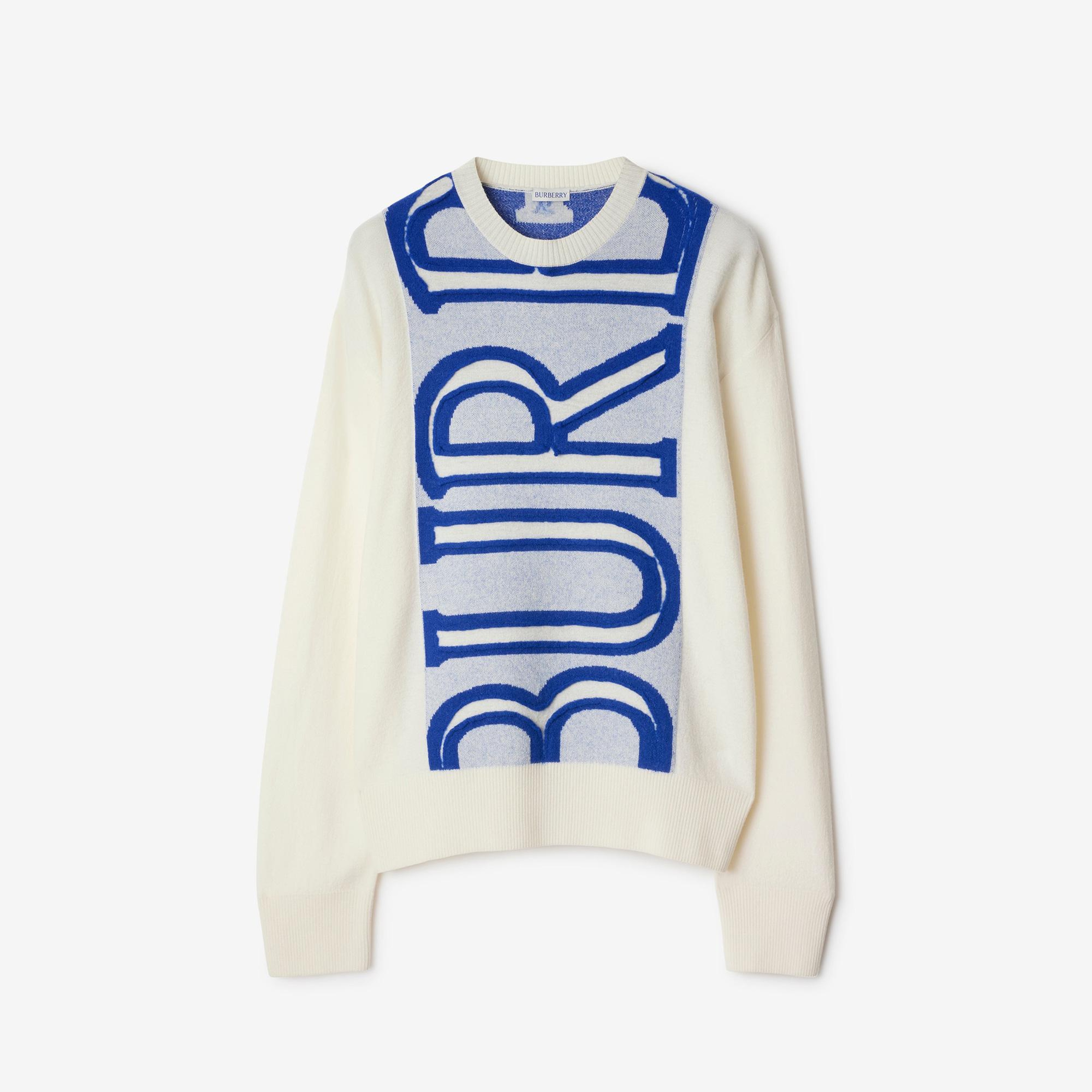 Burberry Fio Logo Wool Erkek Beyaz Kazak