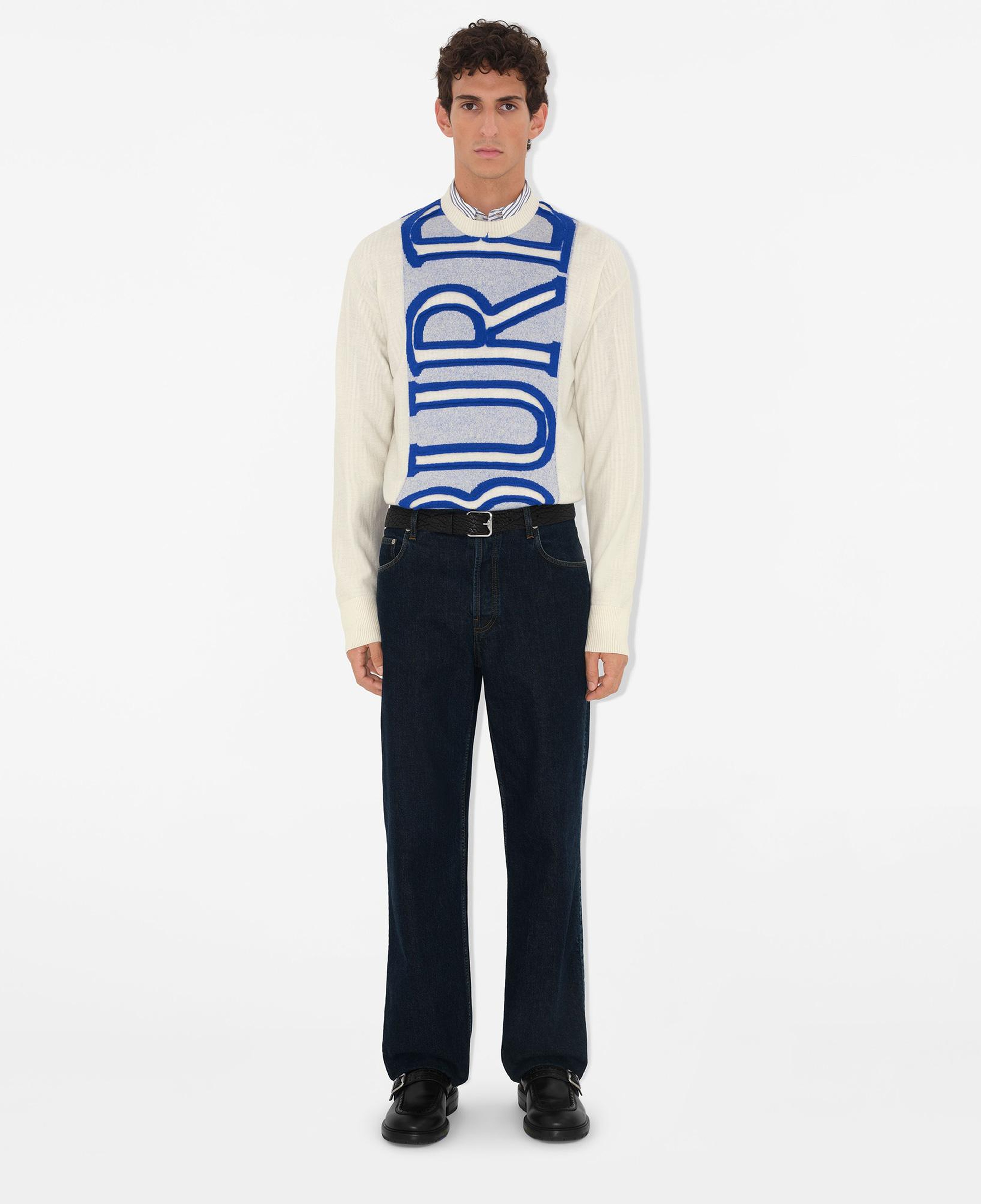 Burberry Fio Logo Wool Erkek Beyaz Kazak