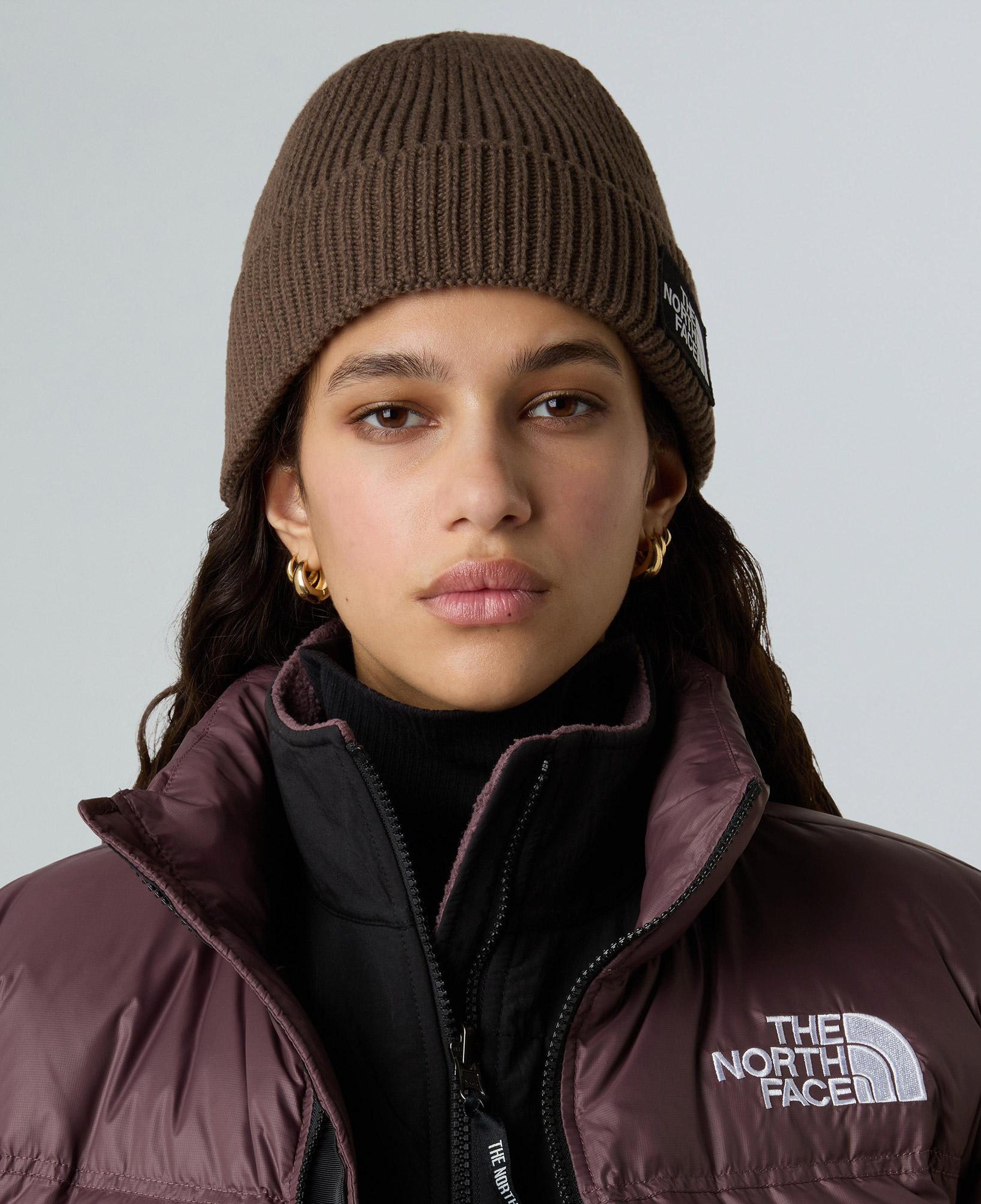 The North Face Logo Box Cuffed Unisex Kahverengi Bere