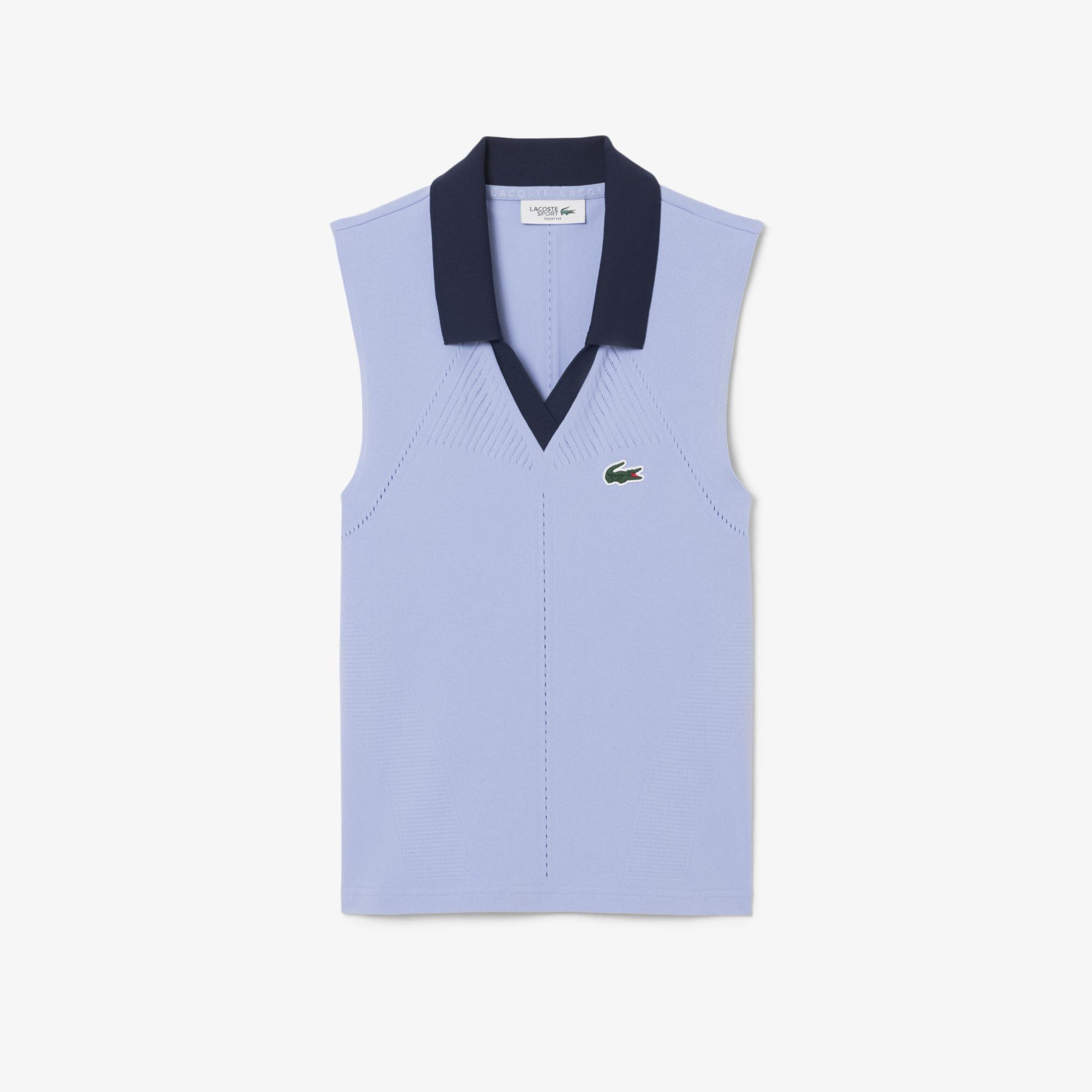 Kadın Slim Fit Kolsuz Mavi Polo