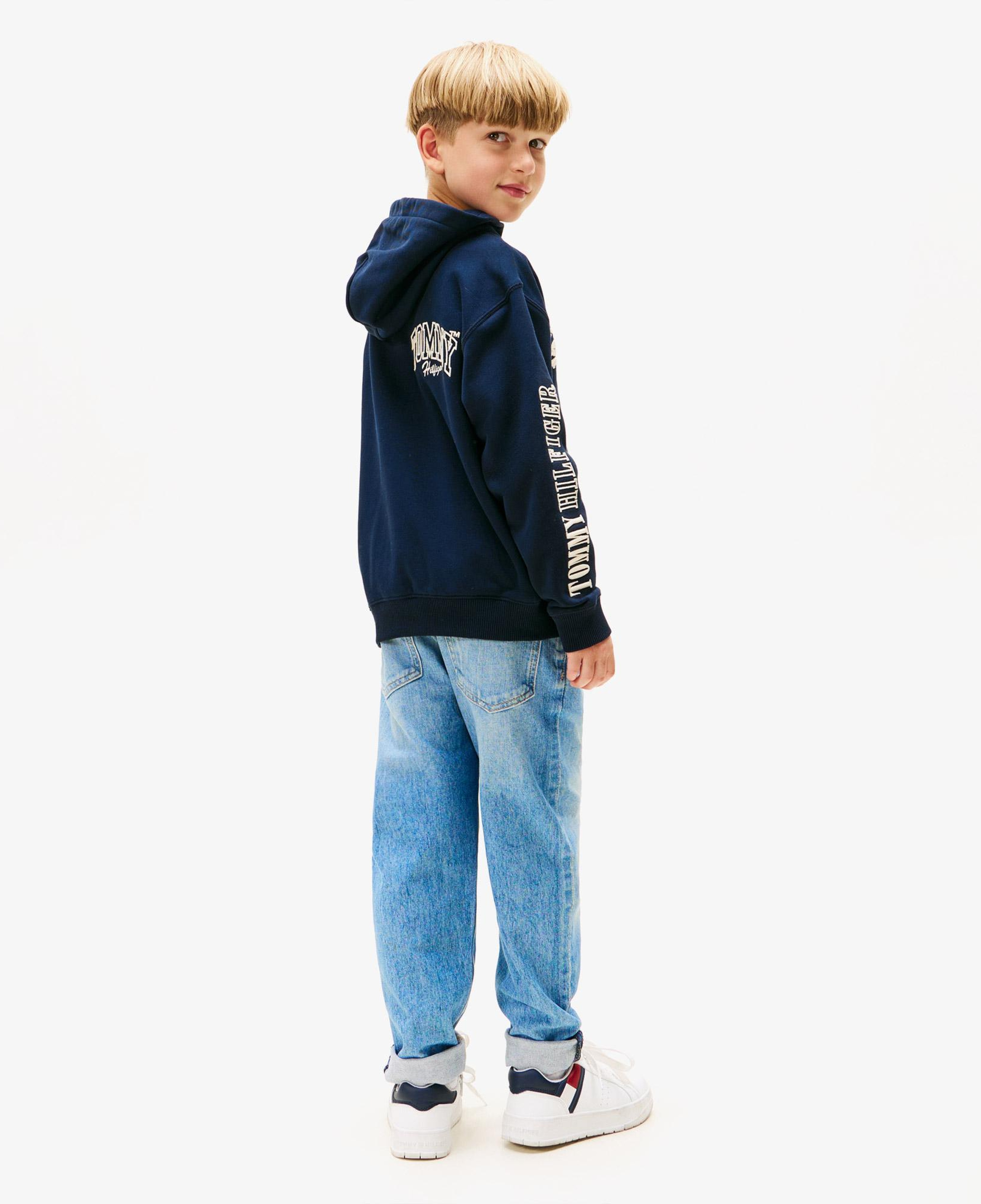 Tommy Hilfiger Varsity Graphic Snap Button Çocuk Lacivert Sweatshirt