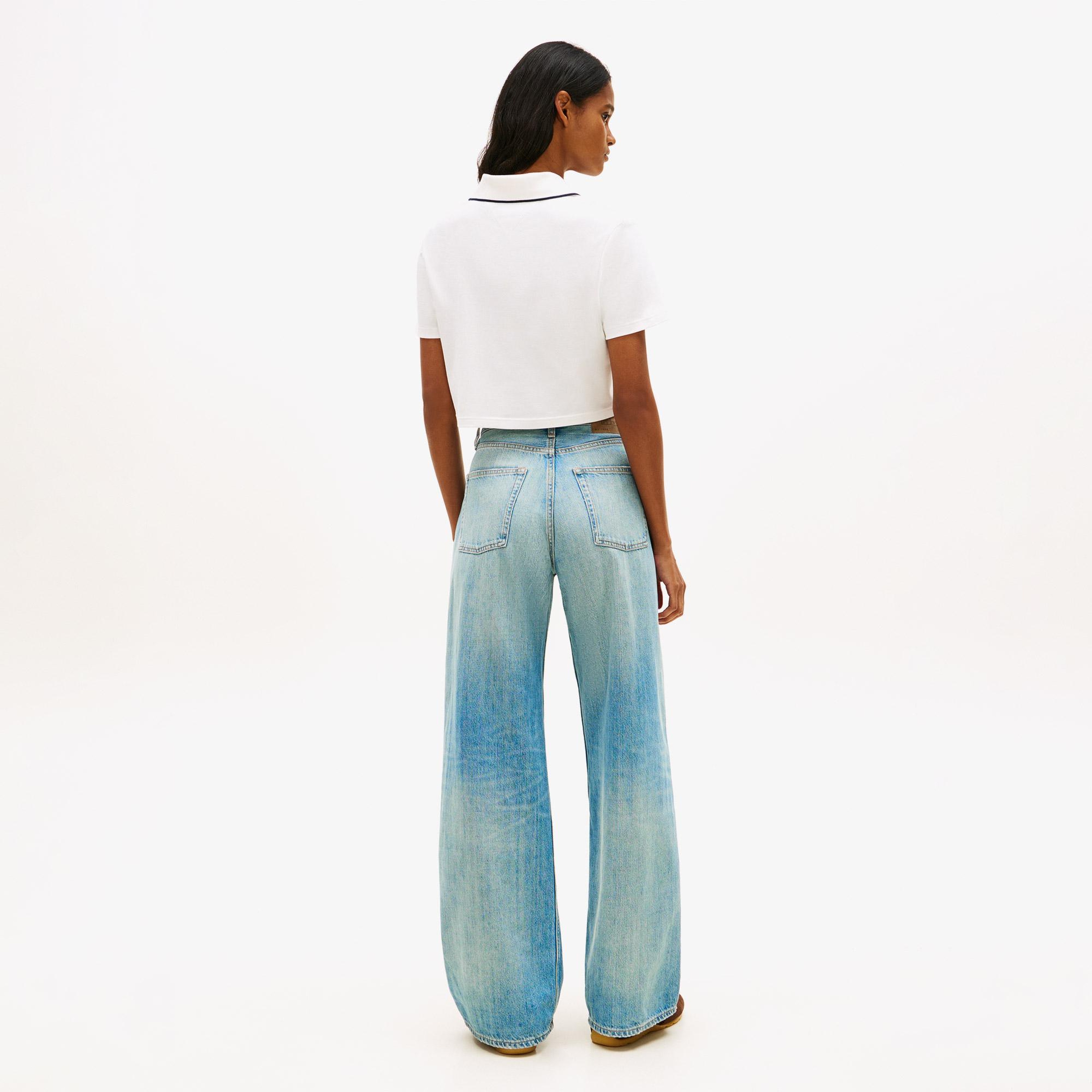 Tommy Hilfiger Cropped Short Sleeve Kadın Beyaz Polo