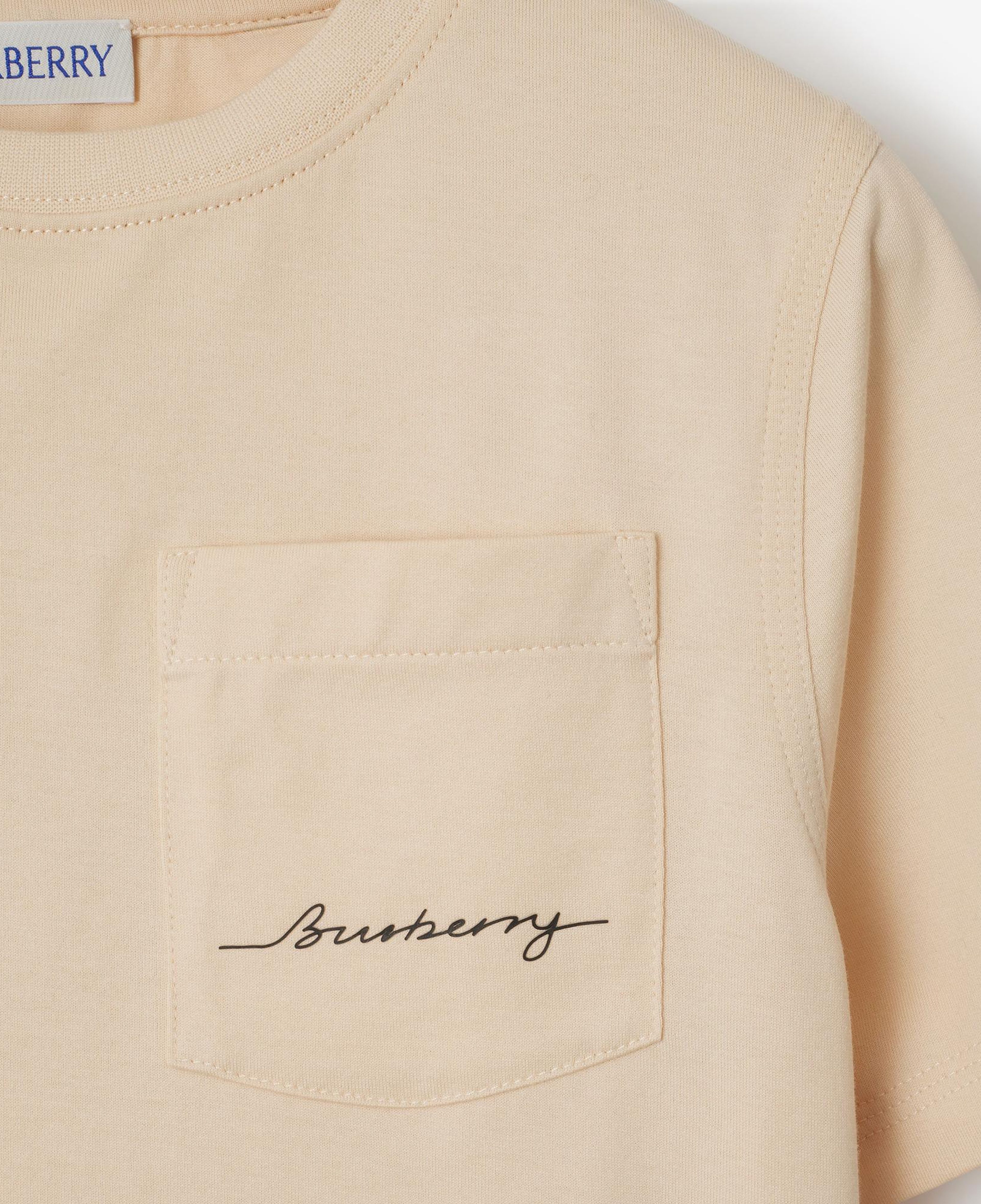Burberry Cedar Logo Cotton Çocuk Krem T-Shirt