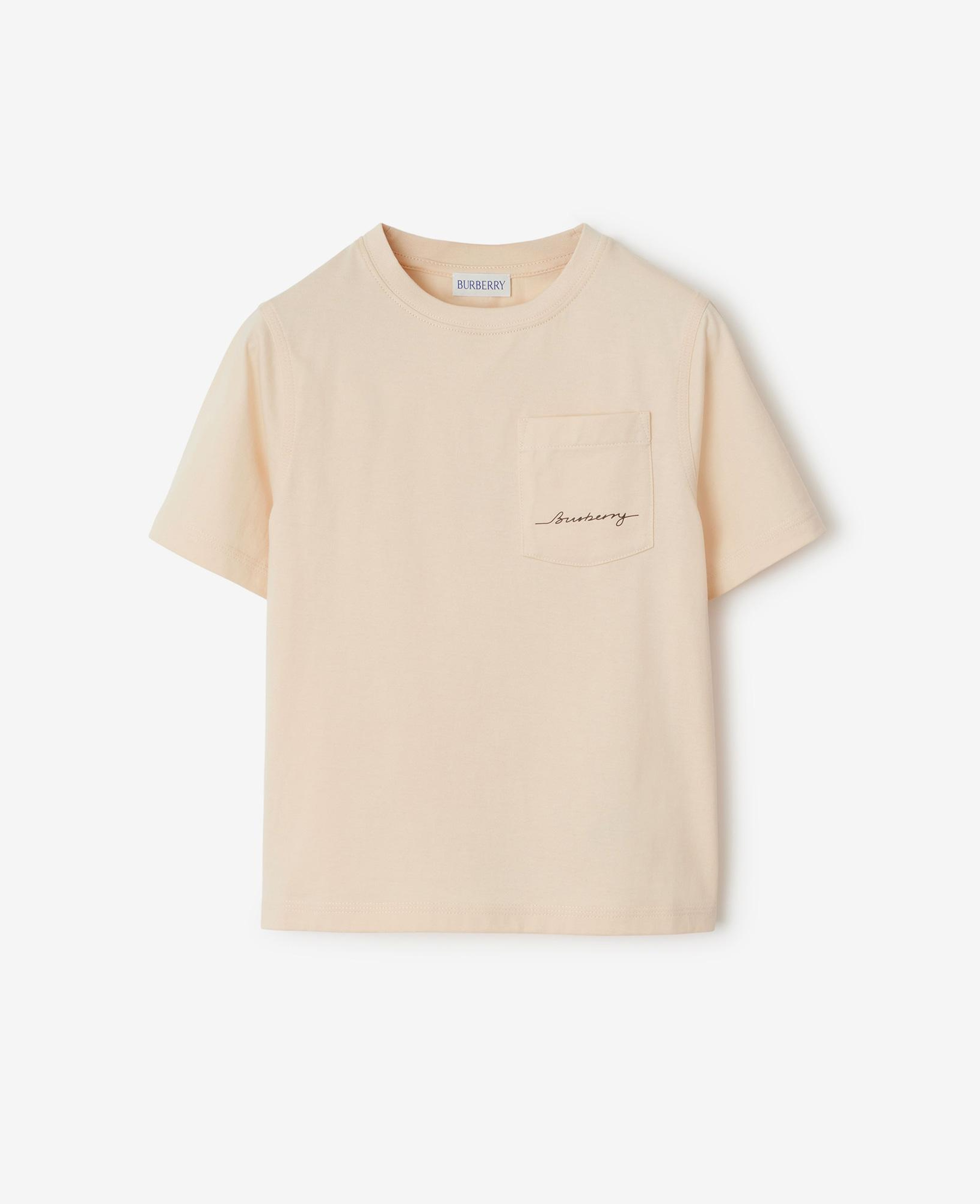 Burberry Cedar Logo Cotton Çocuk Krem T-Shirt
